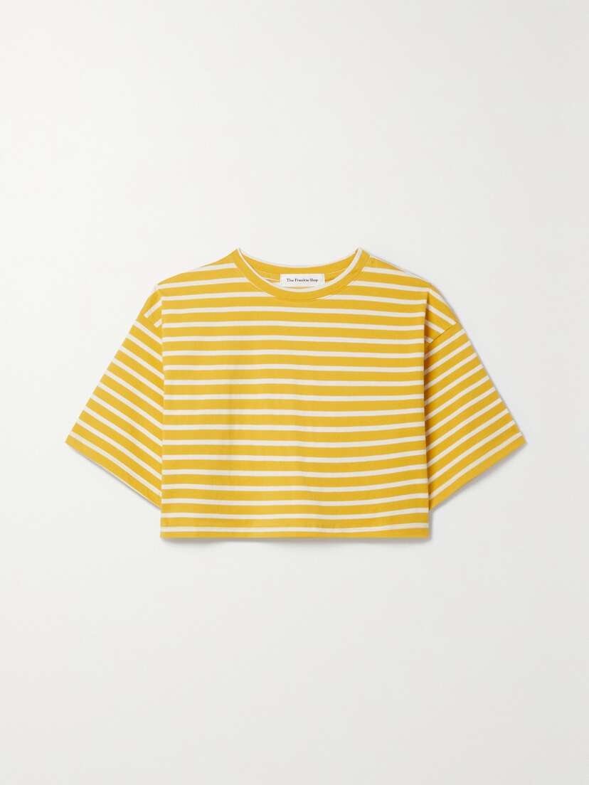 The Frankie Shop Karina Cropped Striped Cotton-jersey T-shirt