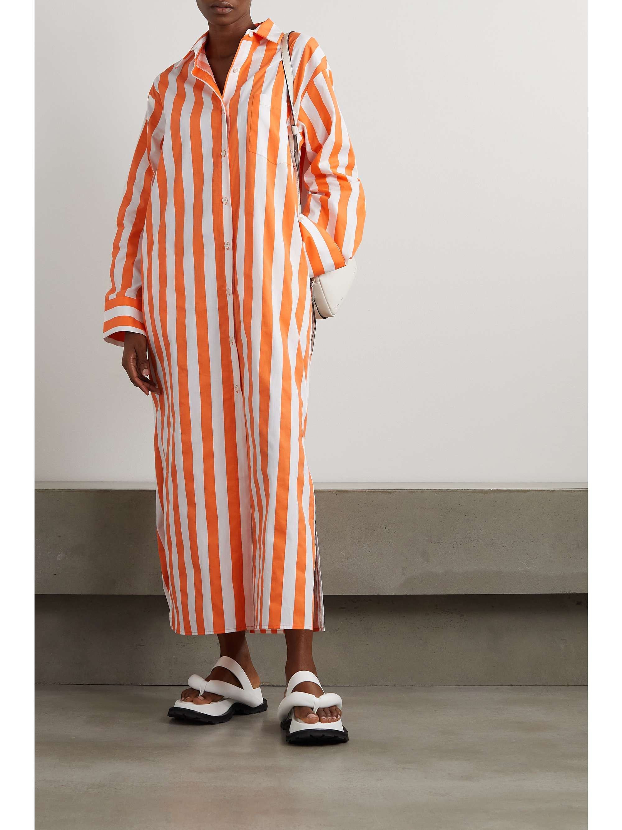THE FRANKIE SHOP Cala striped cotton-poplin midi shirt dress | NET-A-PORTER