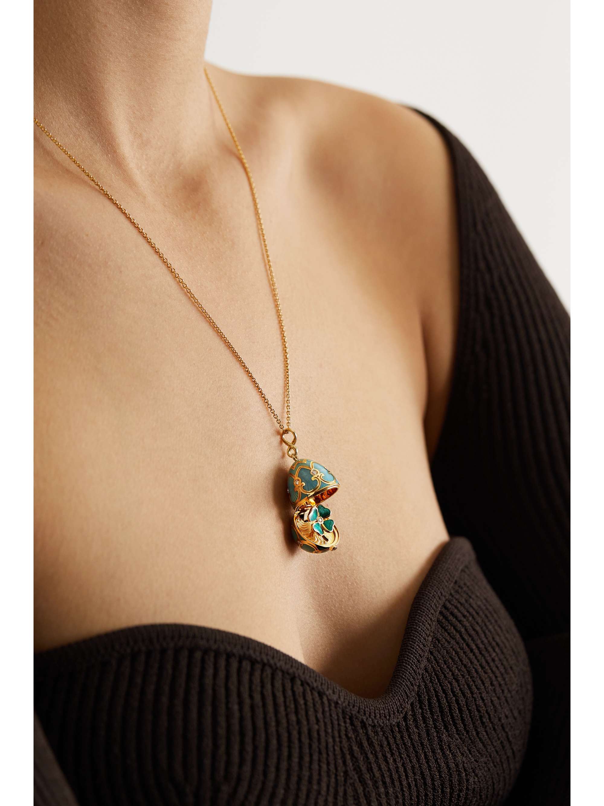 FABERGÉ Heritage 18-karat gold, enamel and diamond necklace