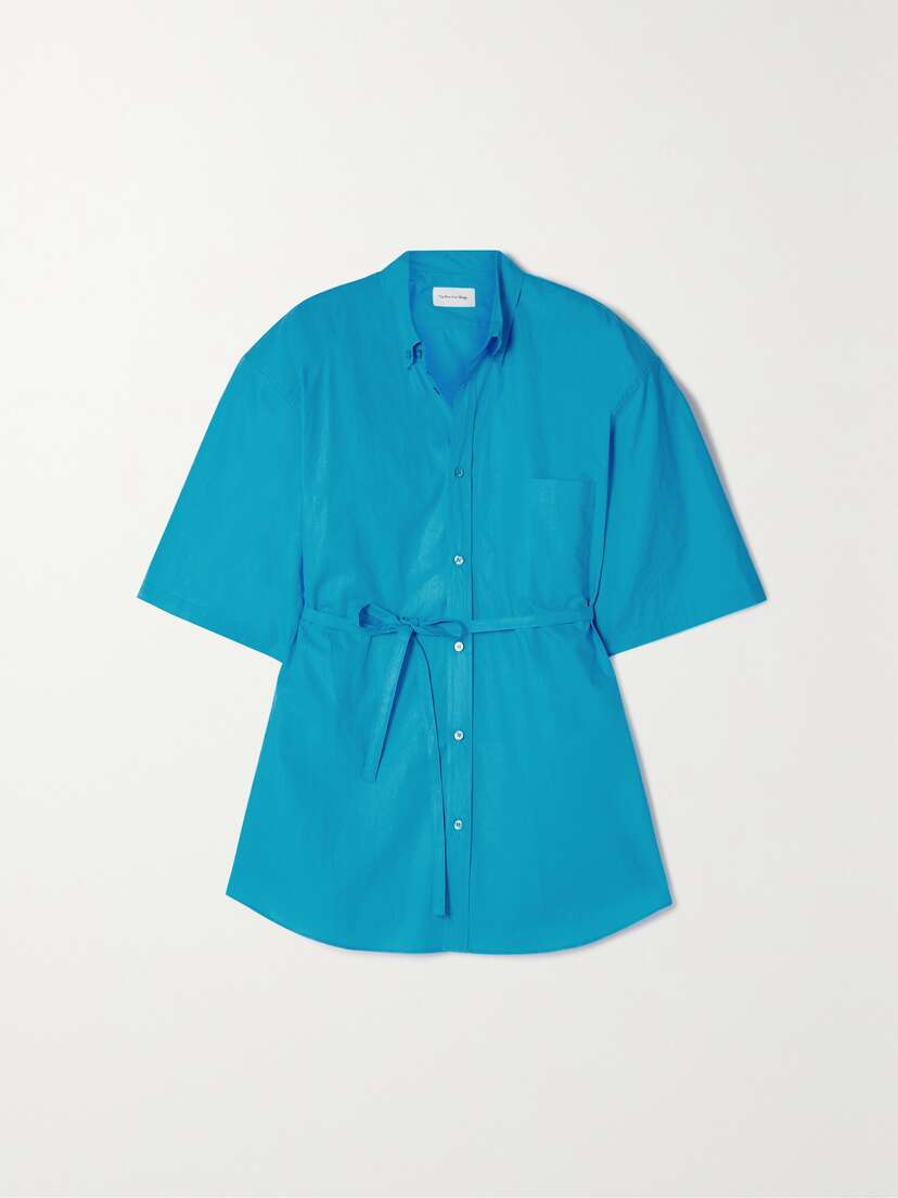 The Frankie Shop Udine Oversized Belted Cotton-poplin Shirt