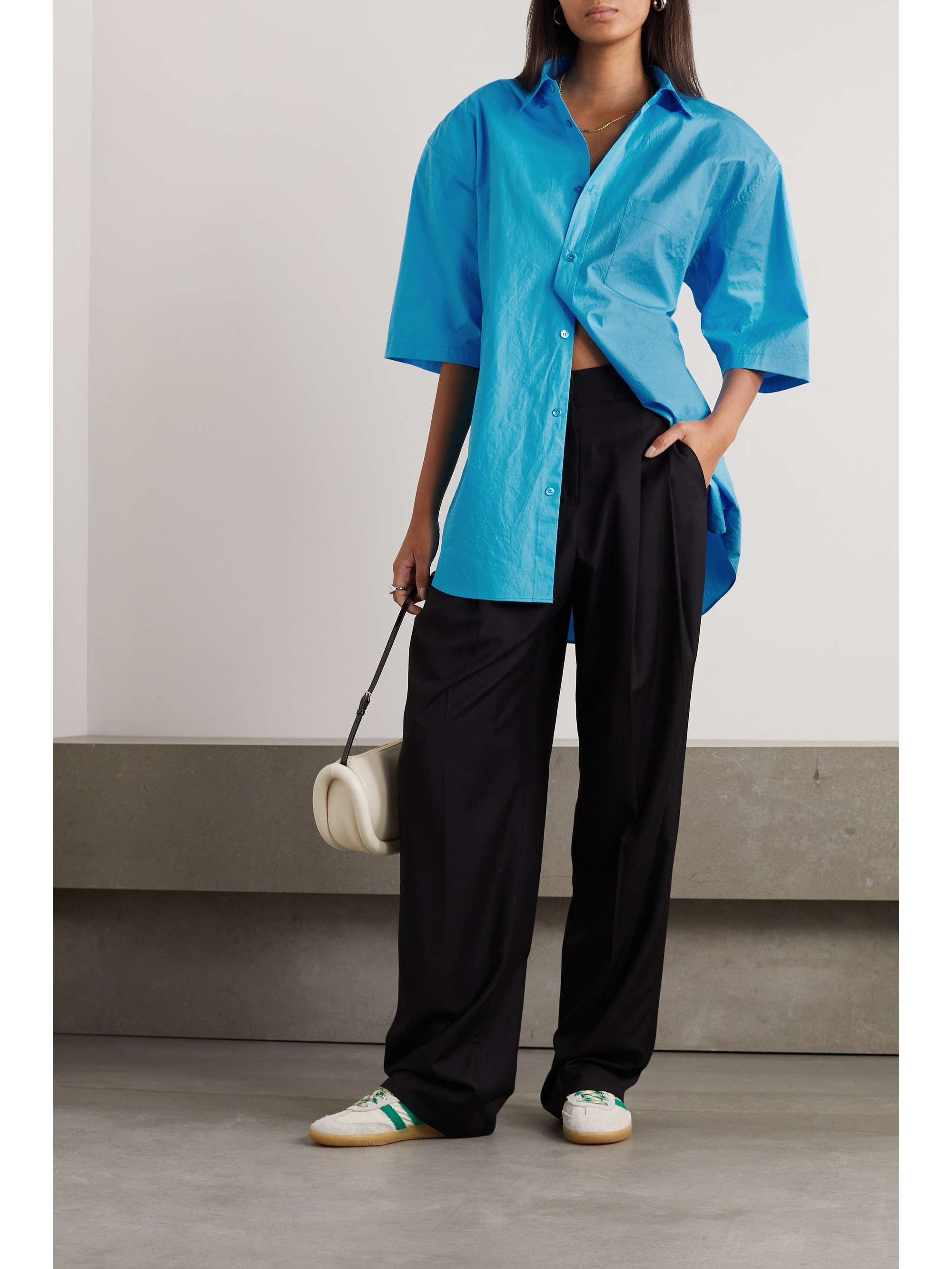 THE FRANKIE SHOP Udine oversized belted cotton-poplin shirt