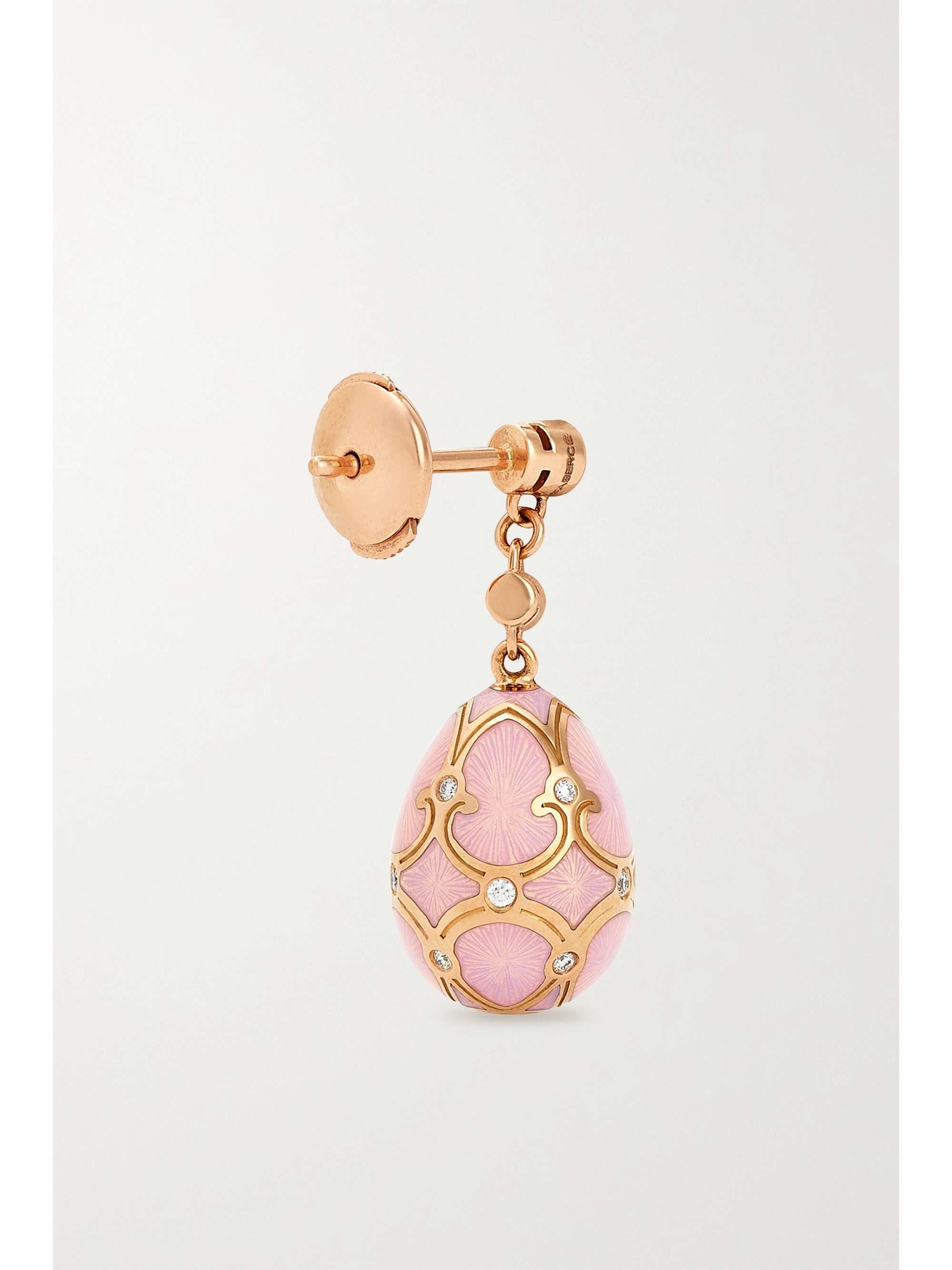 FABERGÉ Heritage 18-karat rose gold, enamel and diamond earrings
