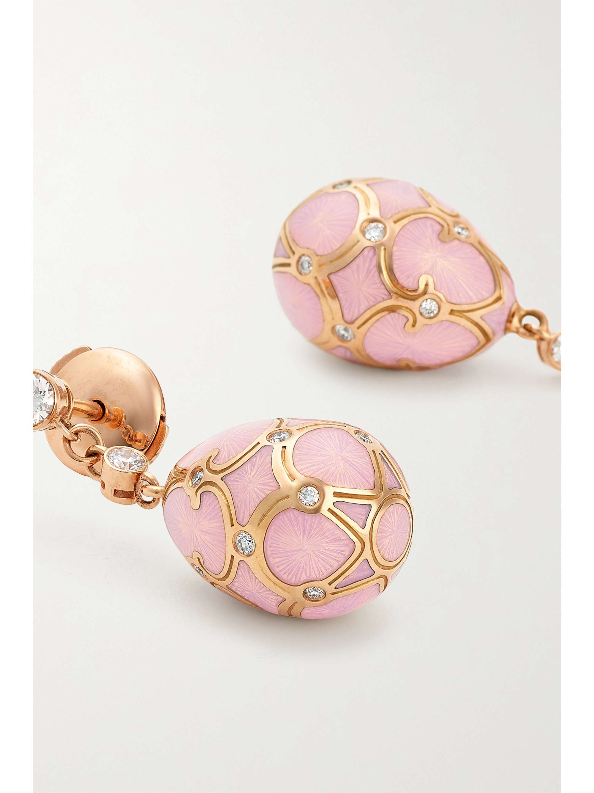 FABERGÉ Heritage 18-karat rose gold, enamel and diamond earrings
