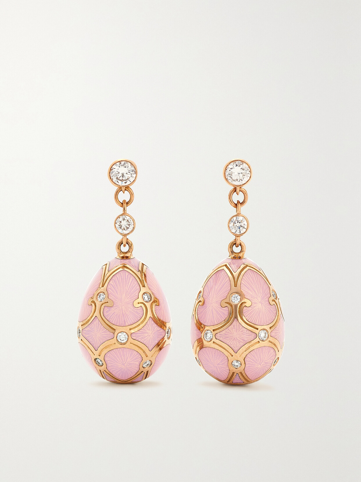 Fabergé Women's Heritage 18k Rose Gold, Diamond & Pink Guilloché Enamel Egg Drop Earrings