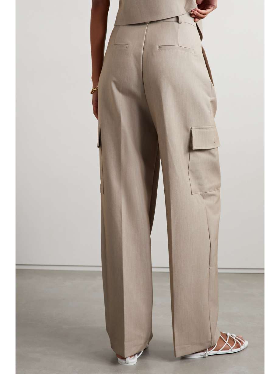 Maesa pleated woven wide-leg cargo pants