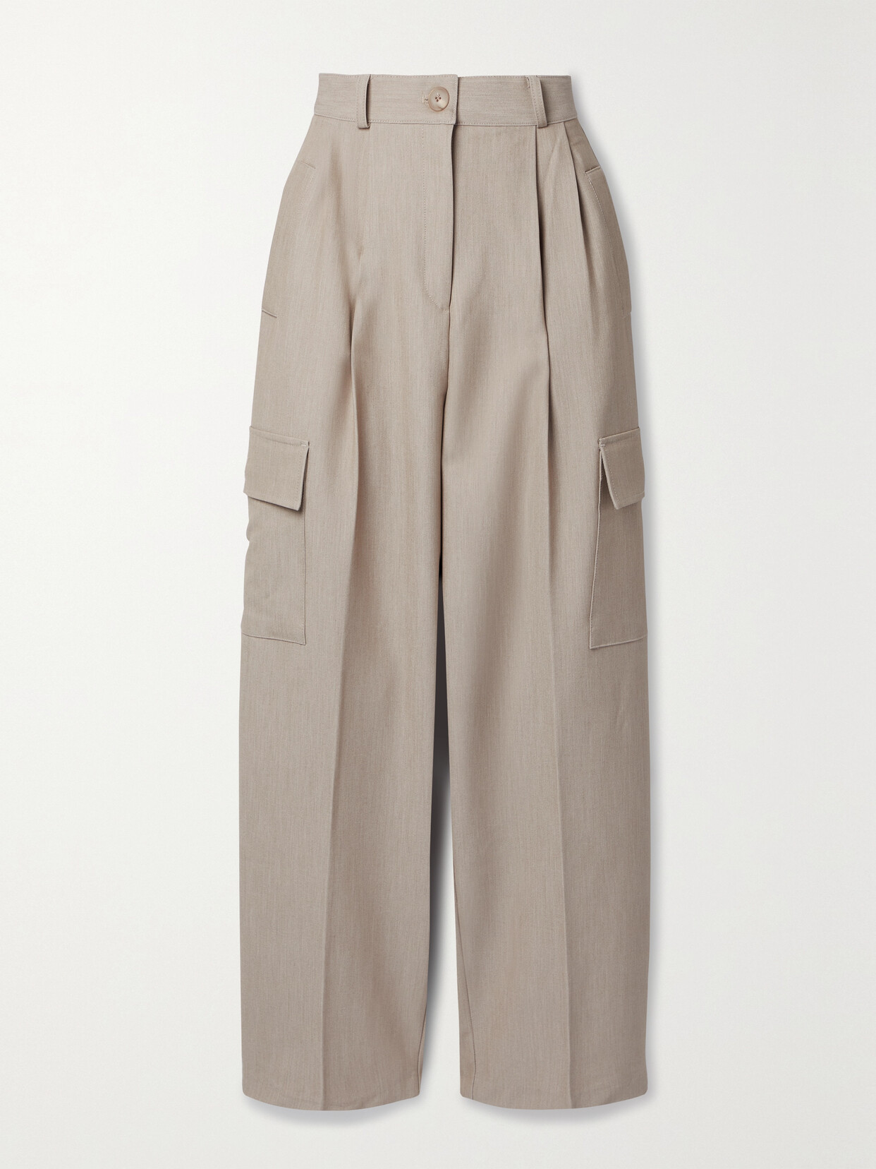 The Frankie Shop - Maesa Pleated Woven Wide-leg Cargo Pants - Neutrals