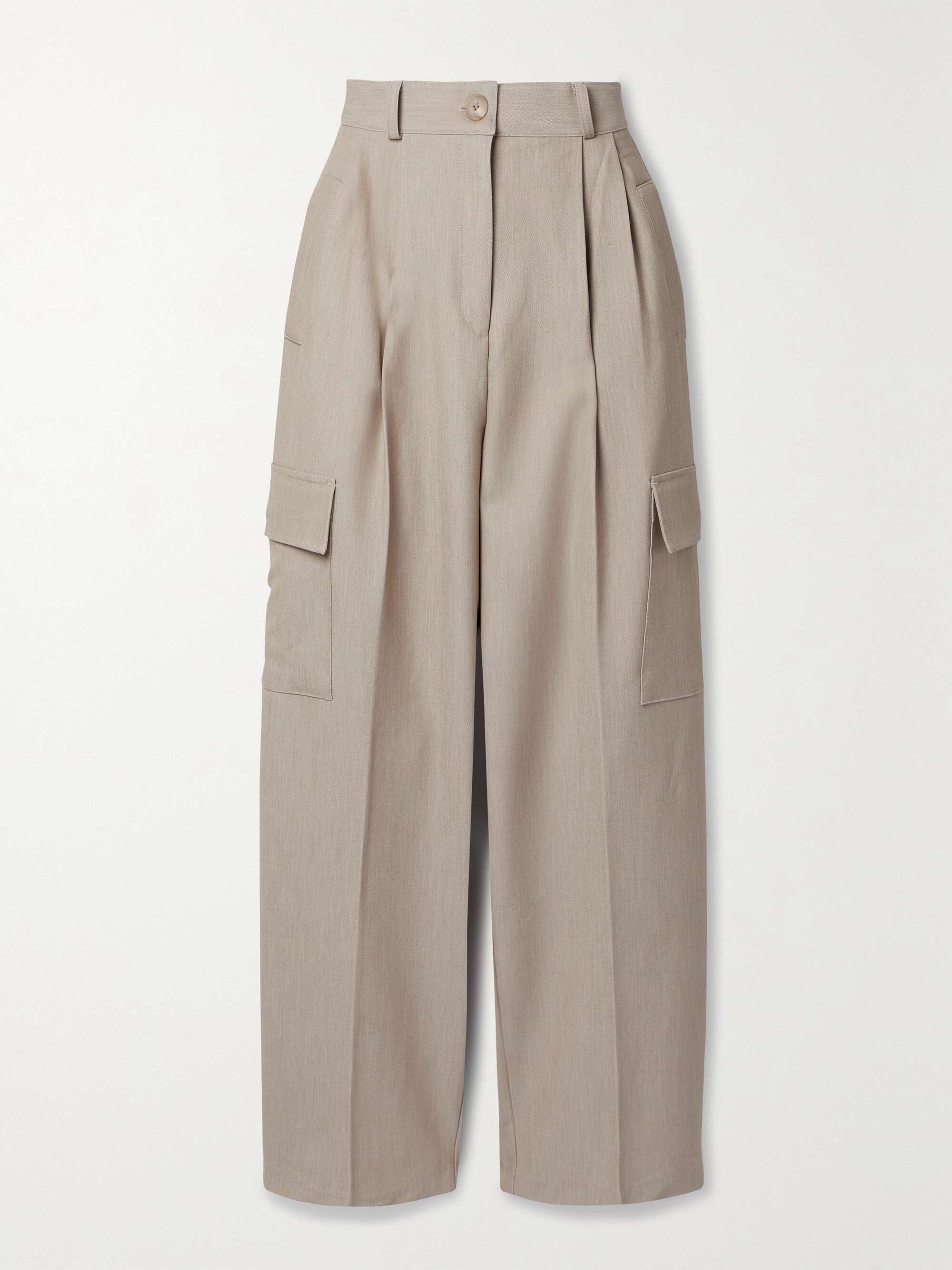 Beige Maesa pleated woven wide-leg cargo pants | FRANKIE SHOP | NET-A-PORTER