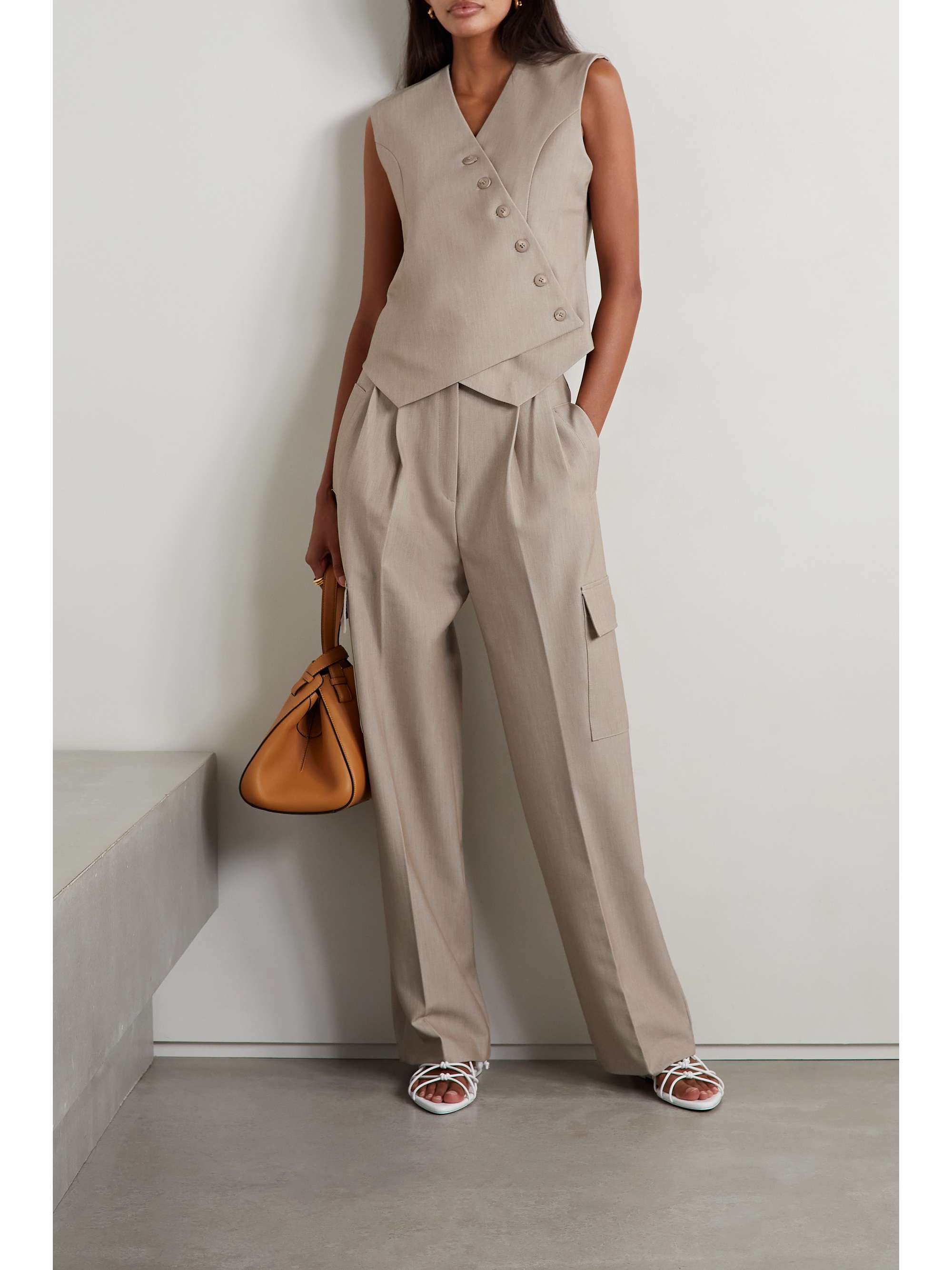 THE FRANKIE SHOP Maesa pleated woven wide-leg cargo pants