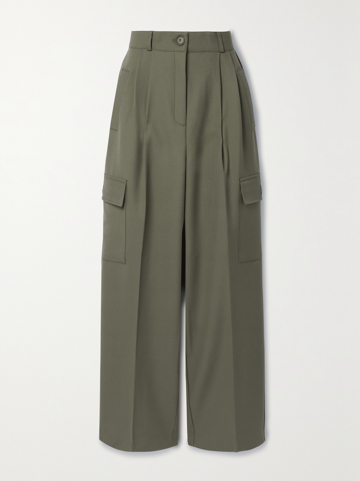 The Frankie Shop - Maesa Pleated Woven Wide-leg Cargo Pants - Green