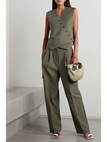 The Frankie Shop Maesa pleated woven wide-leg cargo pants