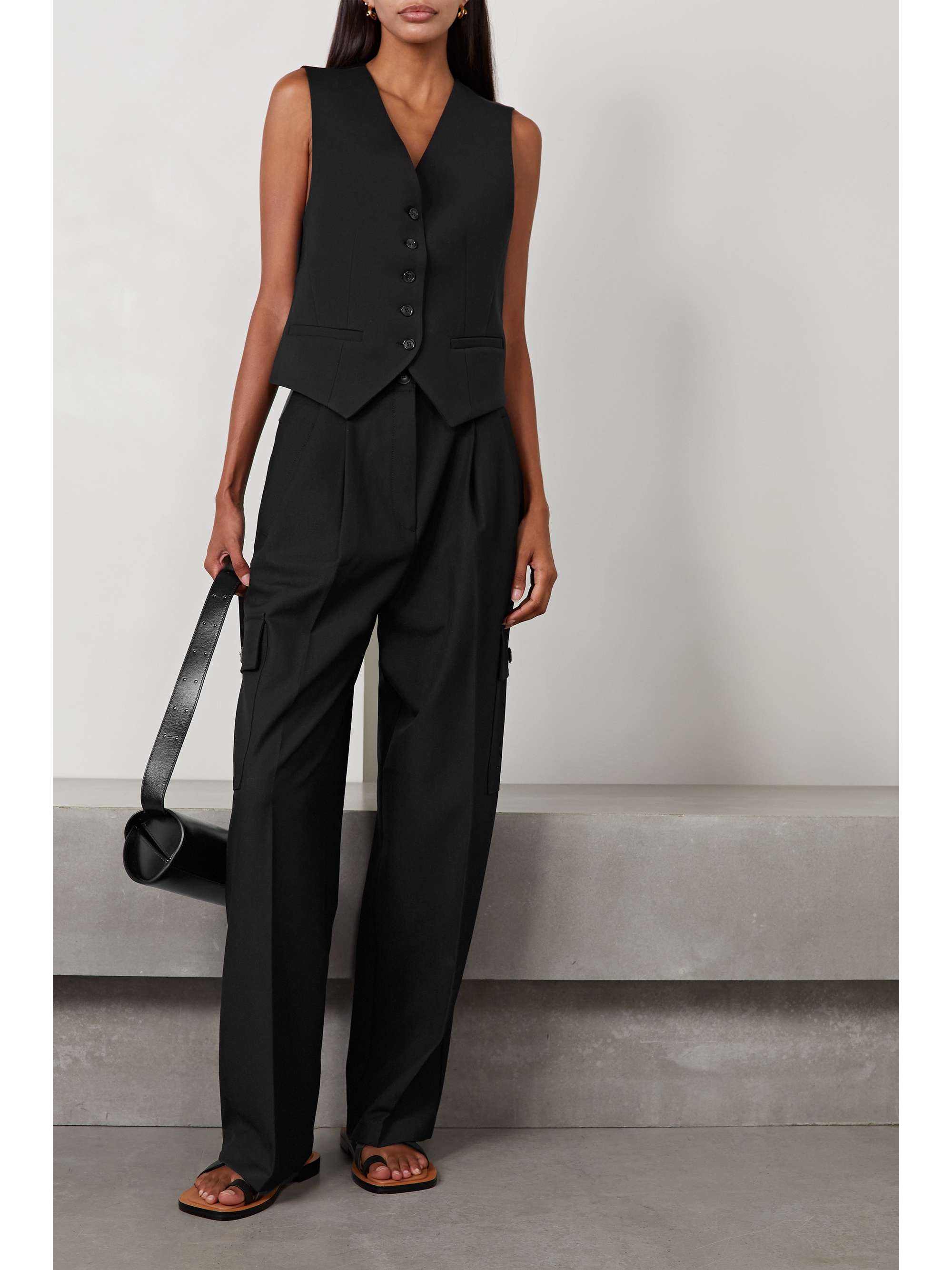 THE FRANKIE SHOP Maesa pleated woven wide-leg cargo pants