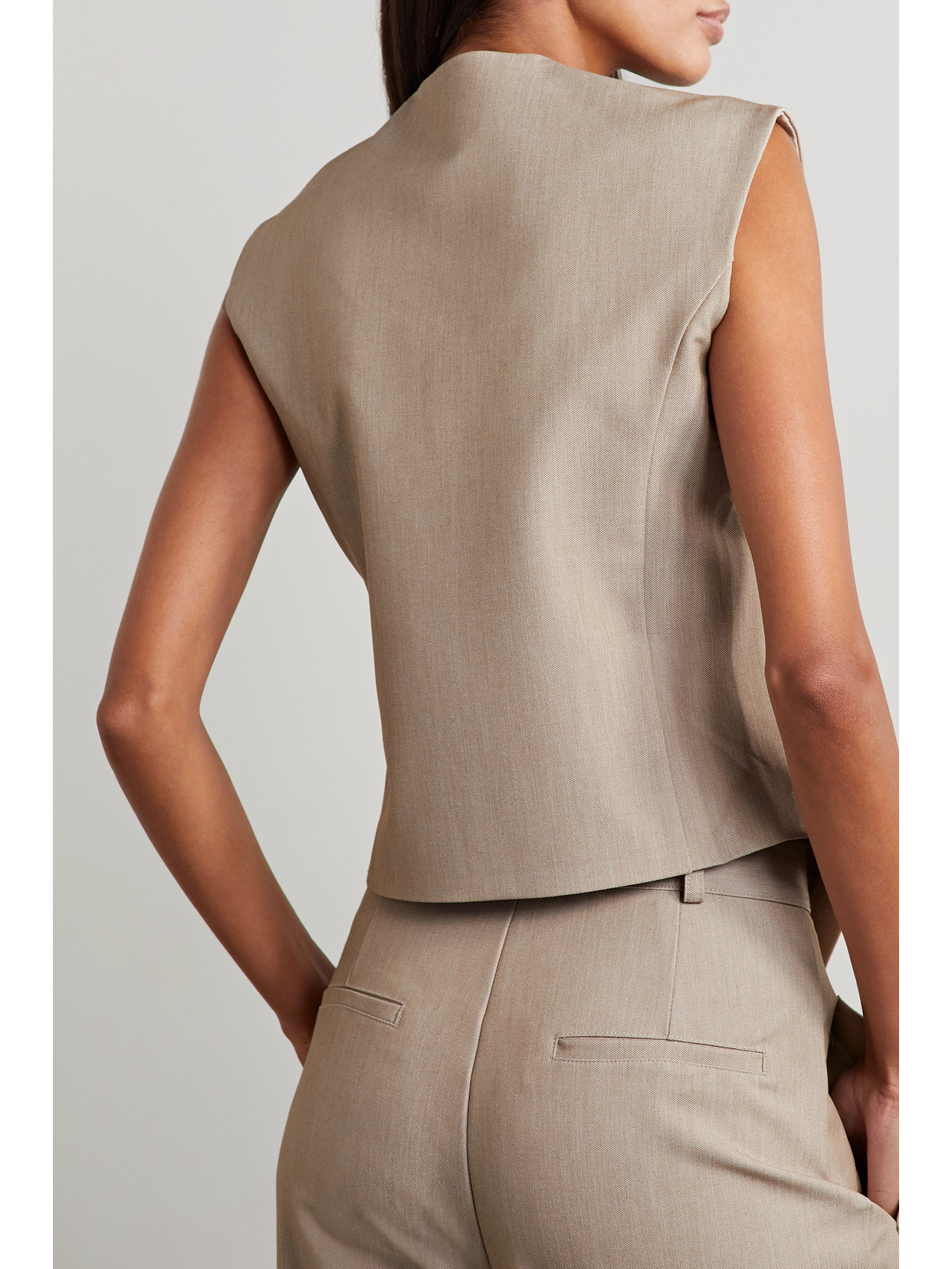 Maesa Asymmetric-button Sleeveless Vest In Neutral