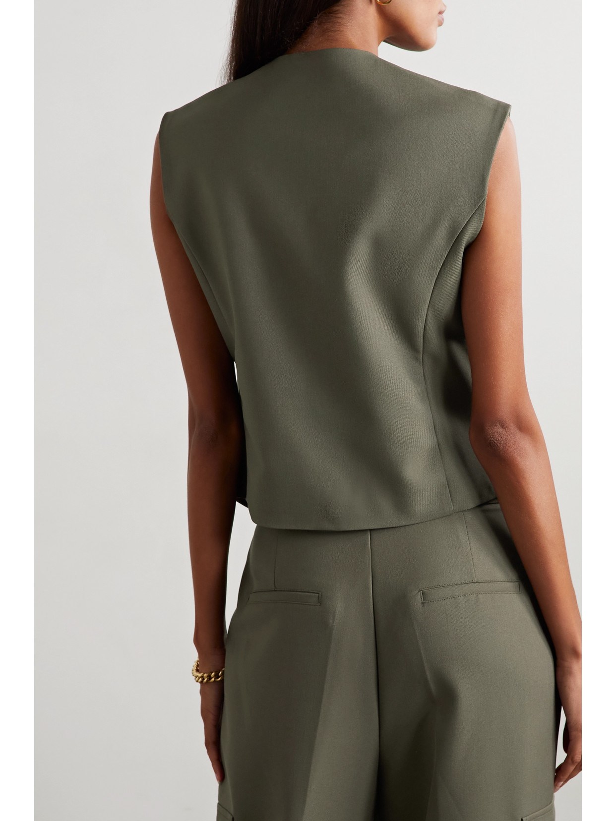 The Frankie Shop Maesa Asymmetric Woven Vest In Green
