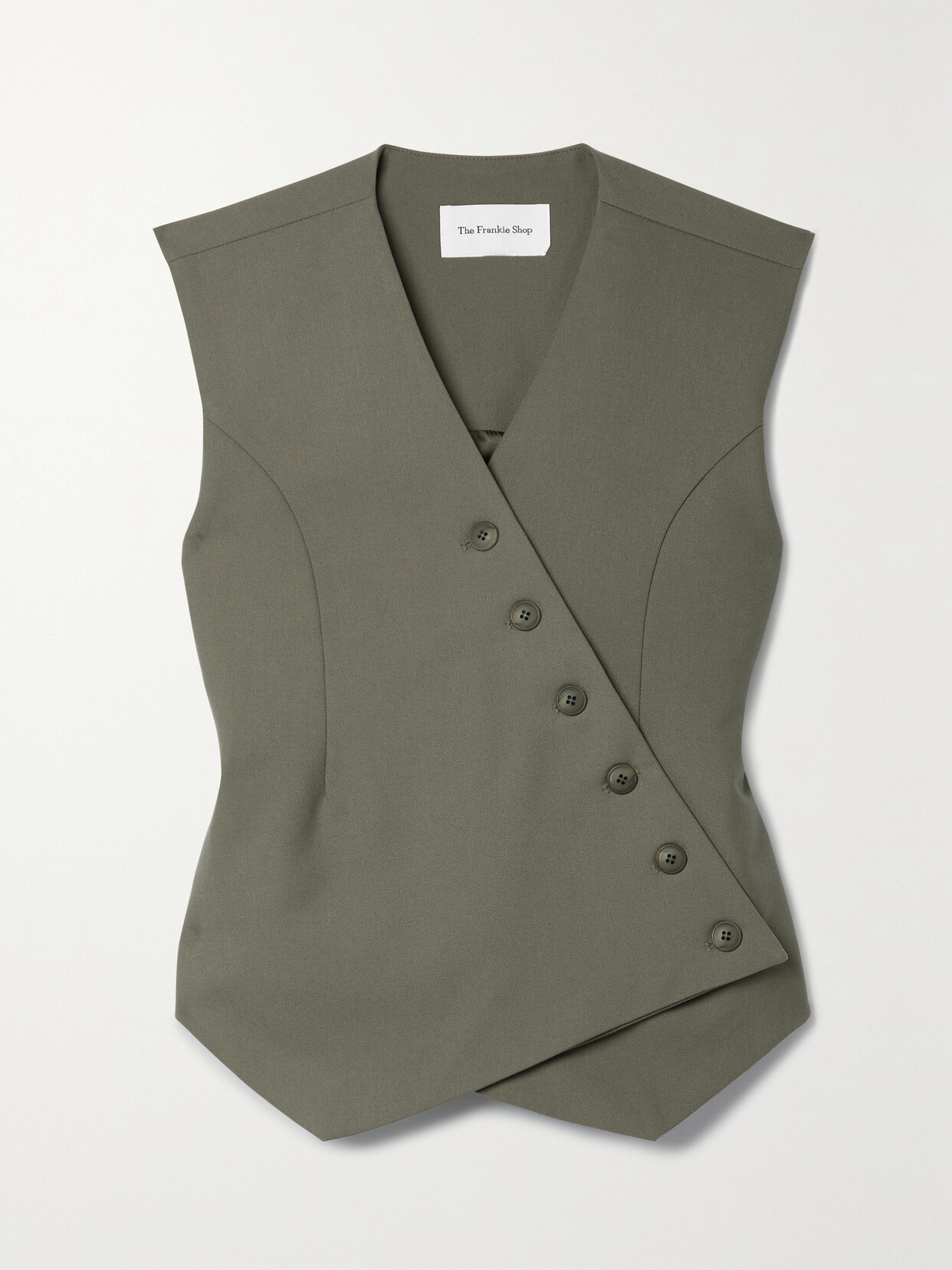 The Frankie Shop Maesa Asymmetric Woven Vest In Green