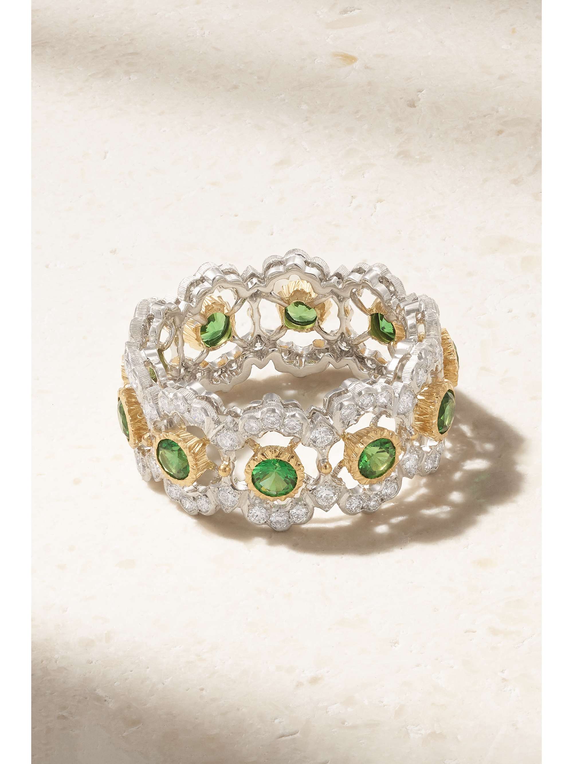 Eternelle Fusi 18-karat white and yellow gold emerald ring