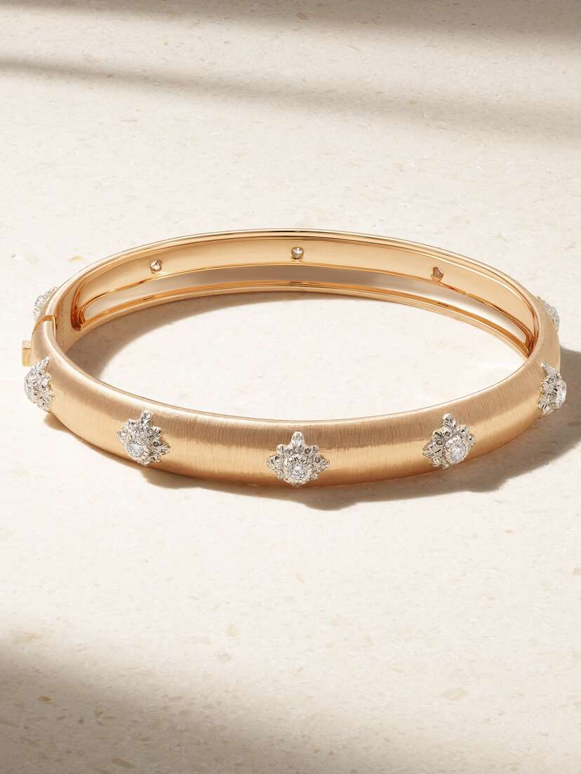 Buccellati acri 18-karat Pink And White Gold Diamond Bangle
