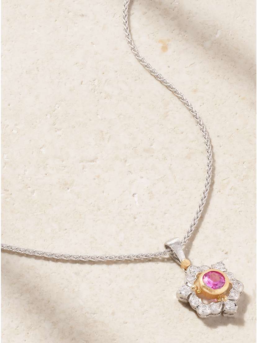 Buccellati 14-karat White And Yellow Gold Diamond And Sapphire Necklace