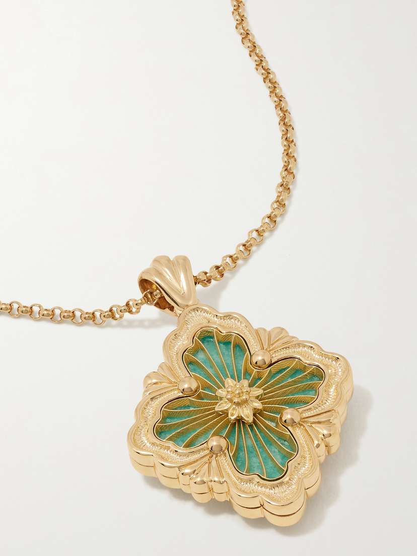 Buccellati Opera Tulle 18-karat Gold And Enamel Necklace