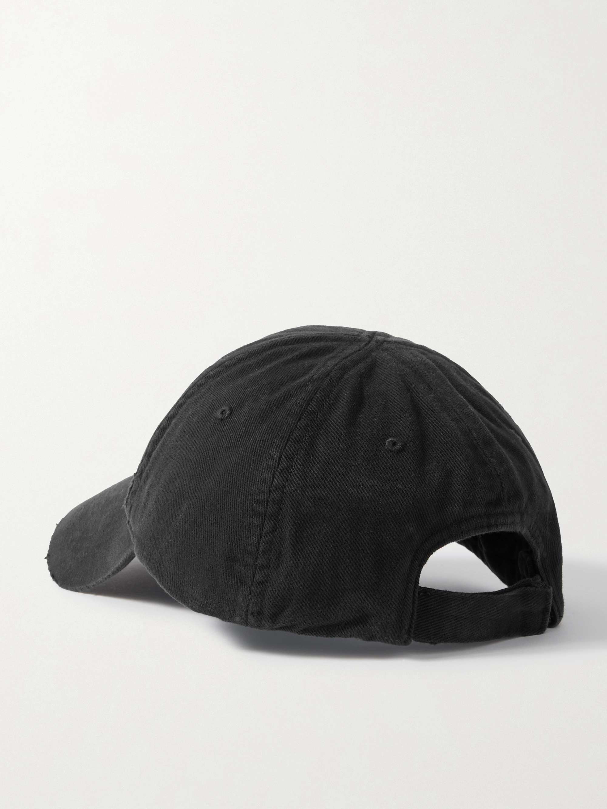 BALENCIAGA Distressed embroidered cotton-twill baseball cap | NET-A-PORTER