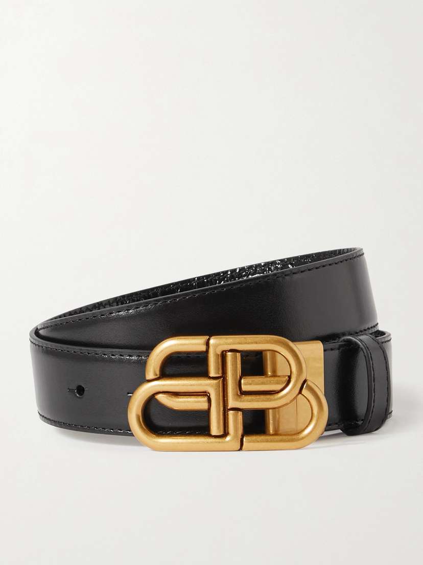 Balenciaga Bb Reversible Croc-effect And Smooth Leather Waist Belt