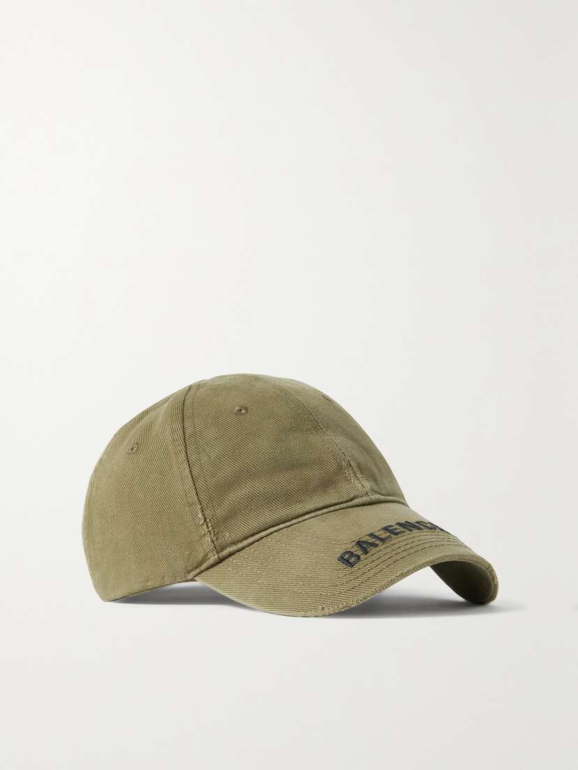Balenciaga ogo-embroidered Distressed Cotton-twill Baseball Cap