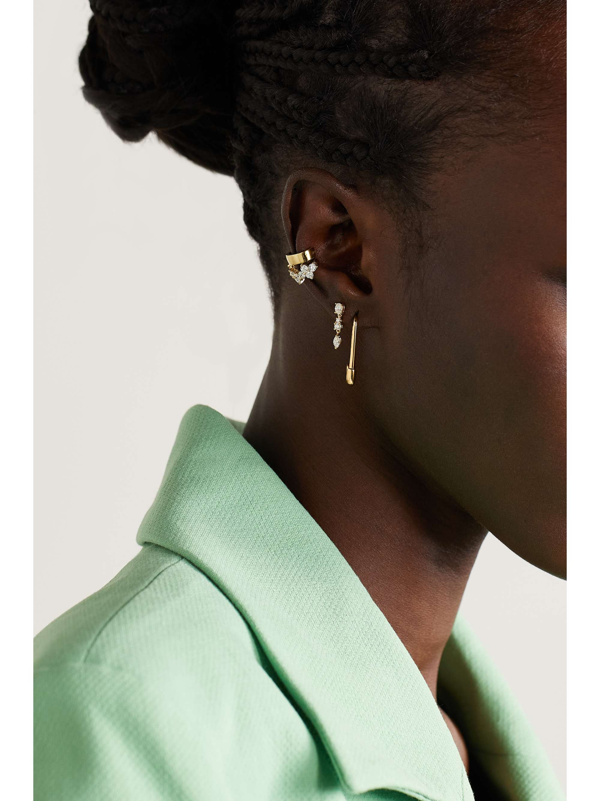 ANITA KO Safety Pin 18-karat gold single earring