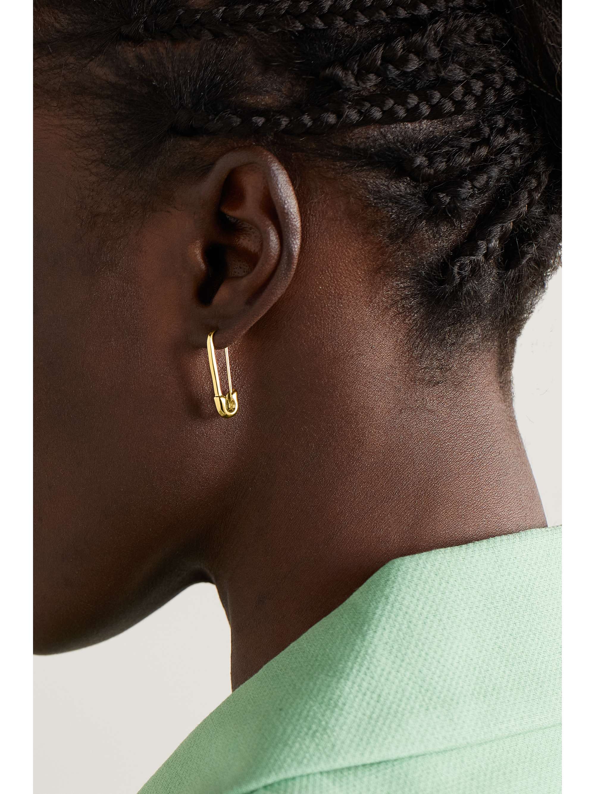 ANITA KO Safety Pin 18-karat gold single earring