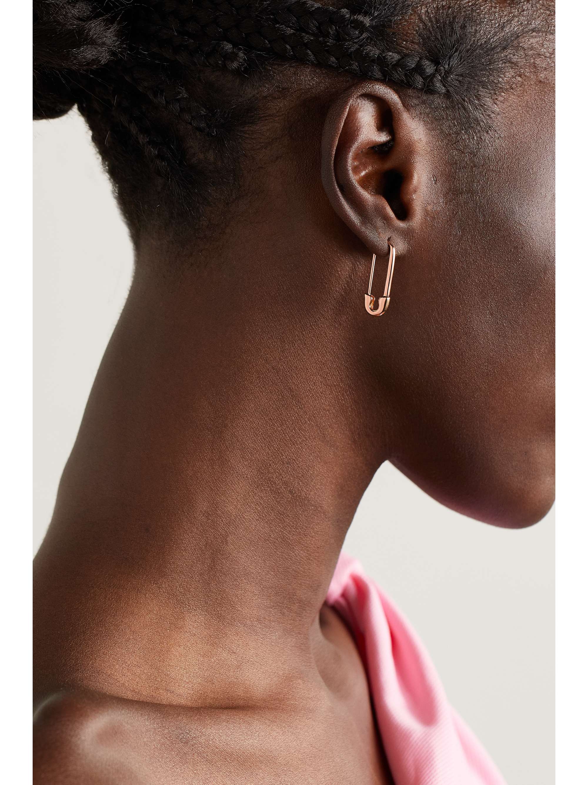 ANITA KO Safety Pin 18-karat rose gold single earring