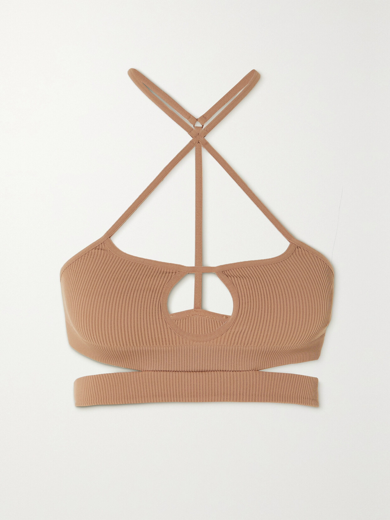 ANDREADAMO - Cutout Ribbed Stretch-jersey Bra - Neutrals