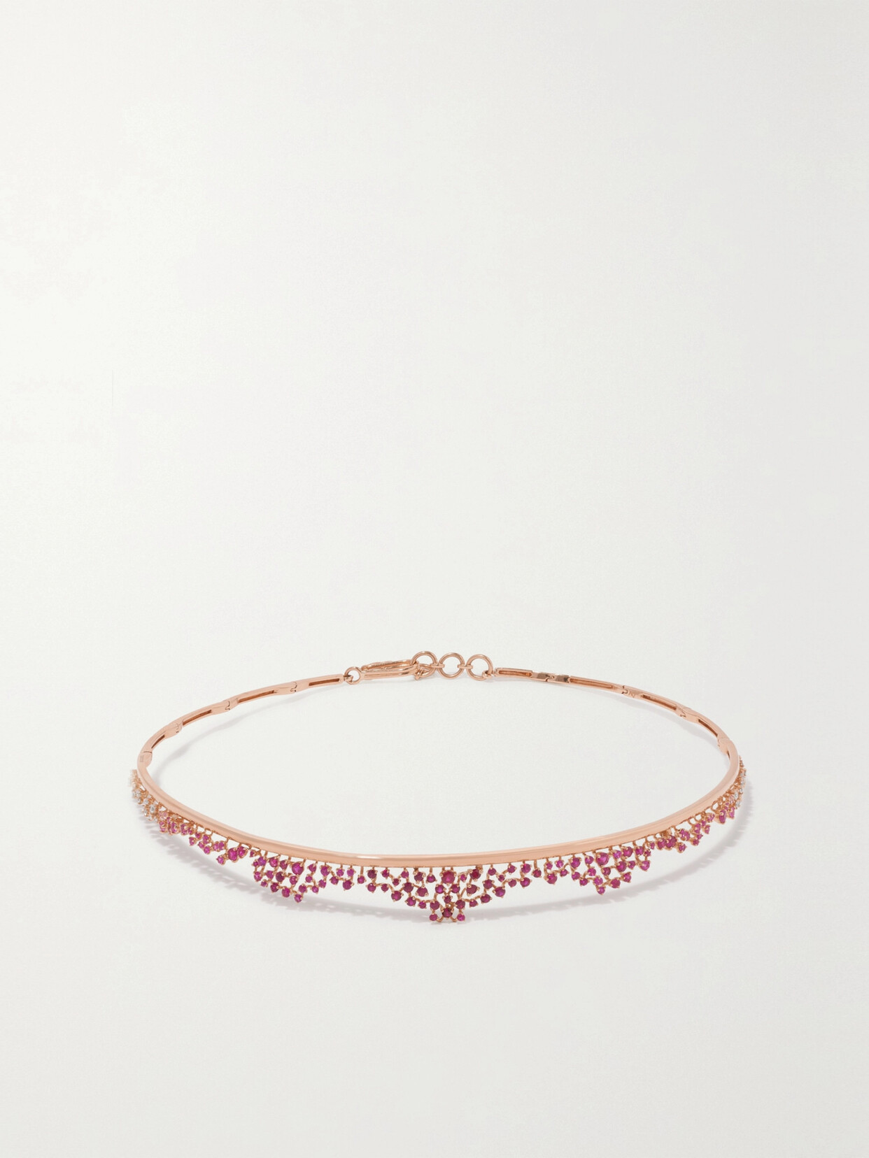 Ananya - Scatter 18-karat Gold Multi-stone Choker - Red