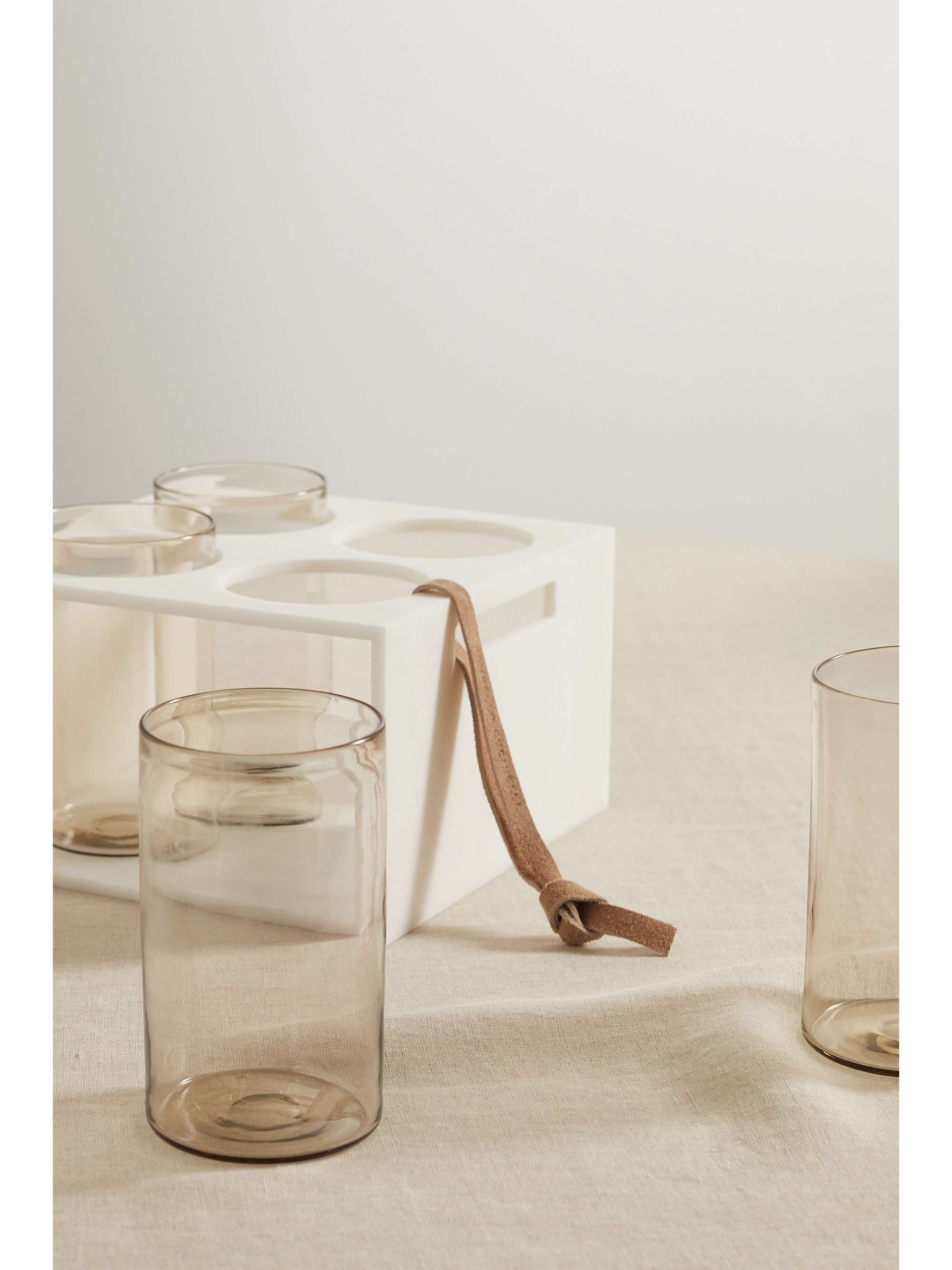 BRUNELLO CUCINELLI Set of four water glasses with Krion holder