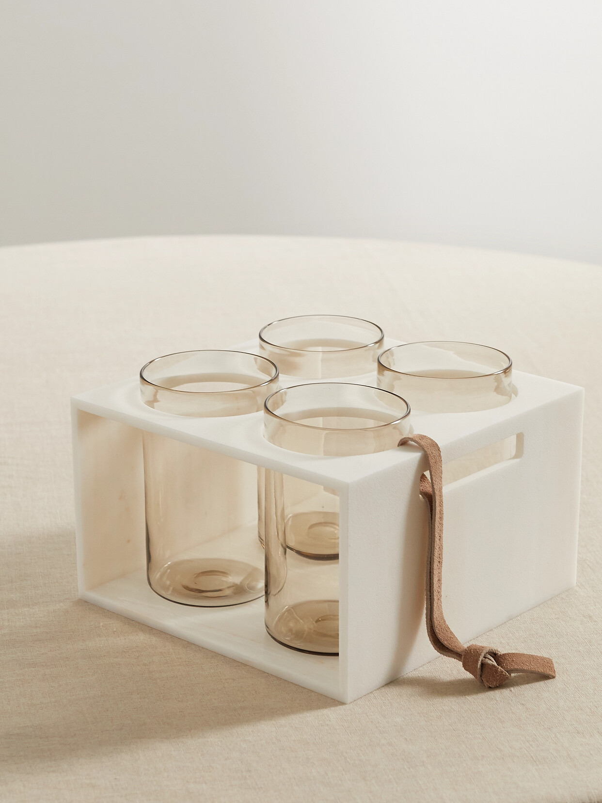 Brunello Cucinelli - Set Of Four Water Glasses With Krion Holder - Neutrals