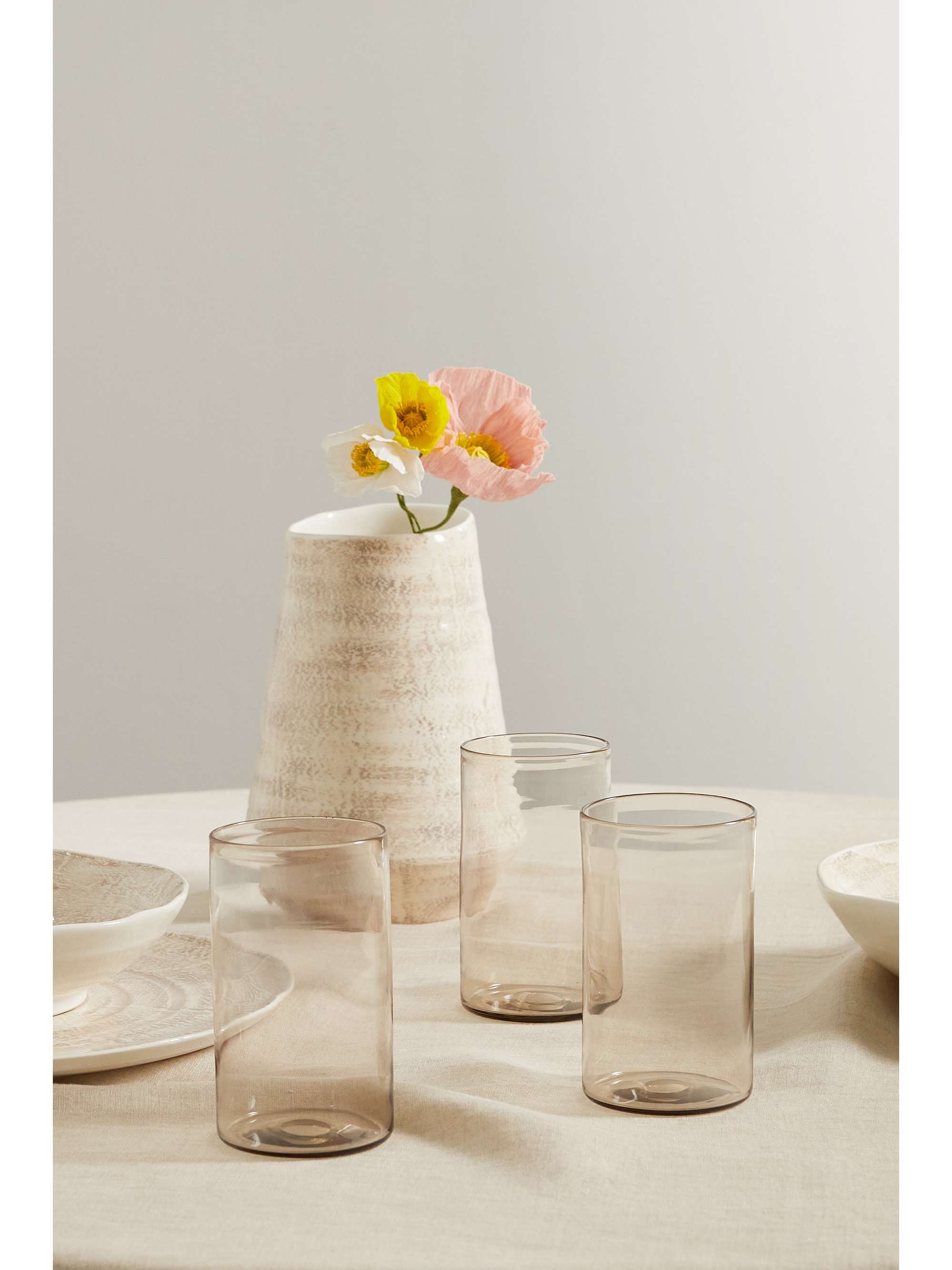 BRUNELLO CUCINELLI Set of four water glasses with Krion holder