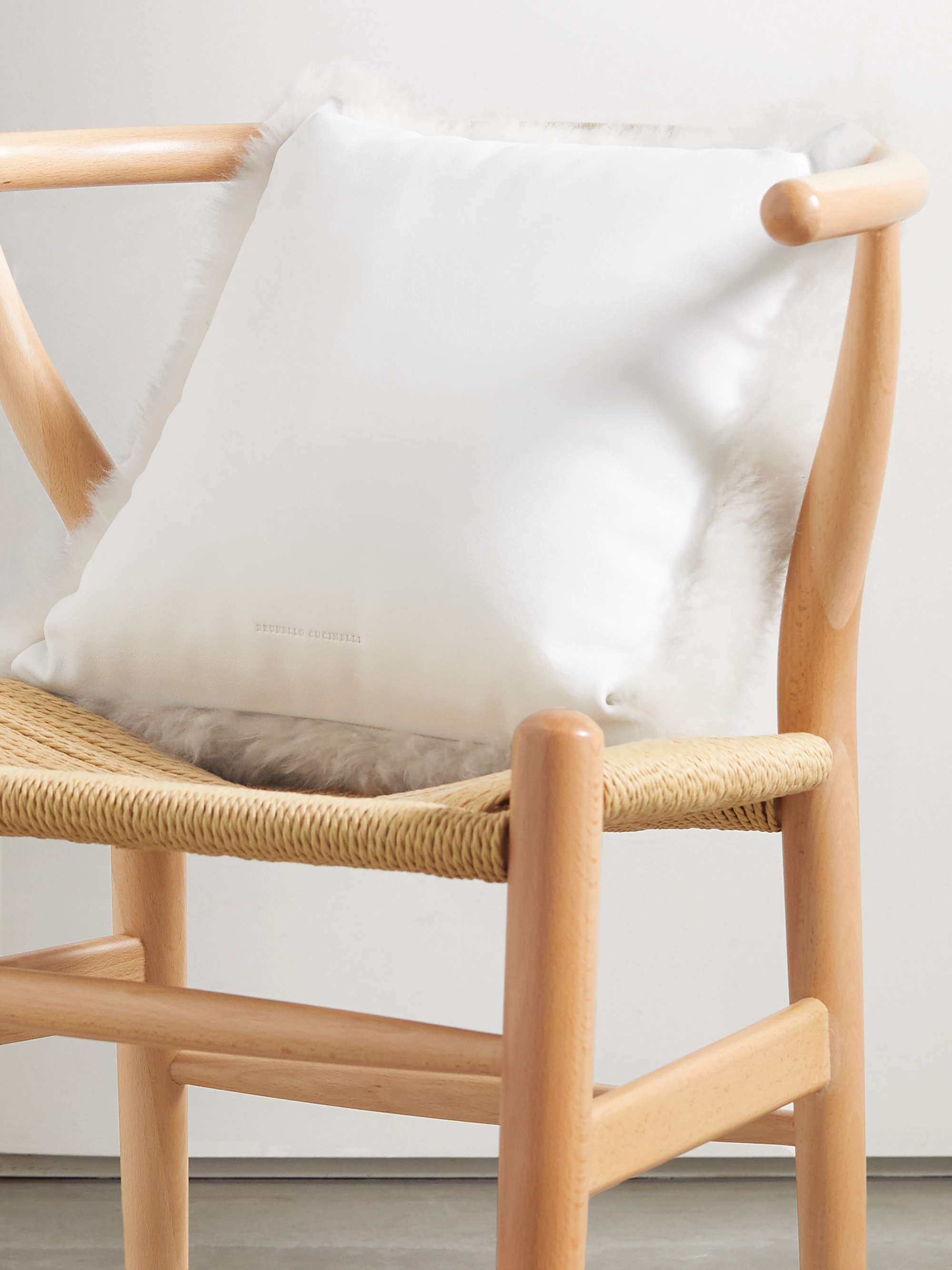 BRUNELLO CUCINELLI Shearling and leather cushion