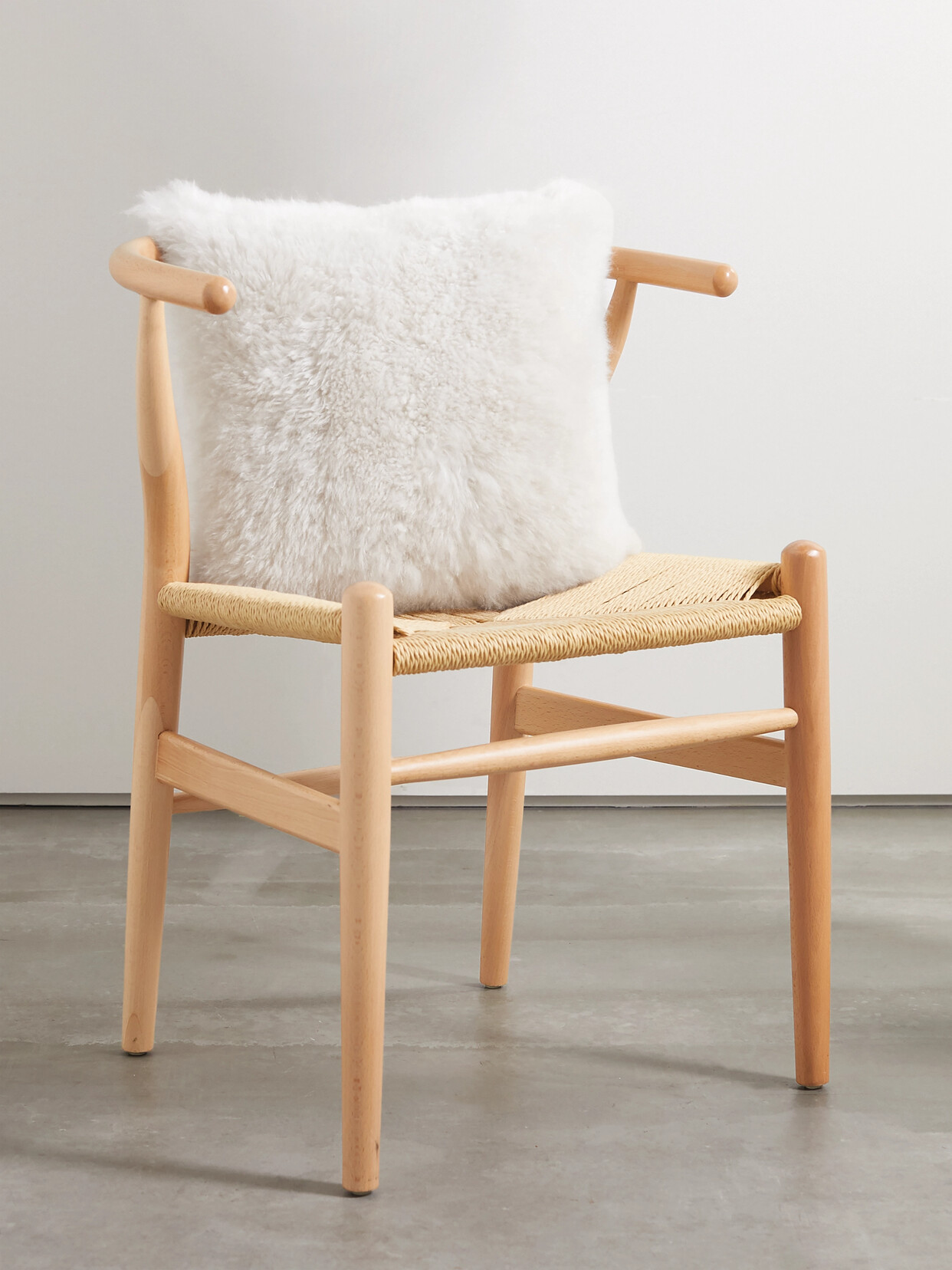 Brunello Cucinelli Shearling And Leather Cushion In White