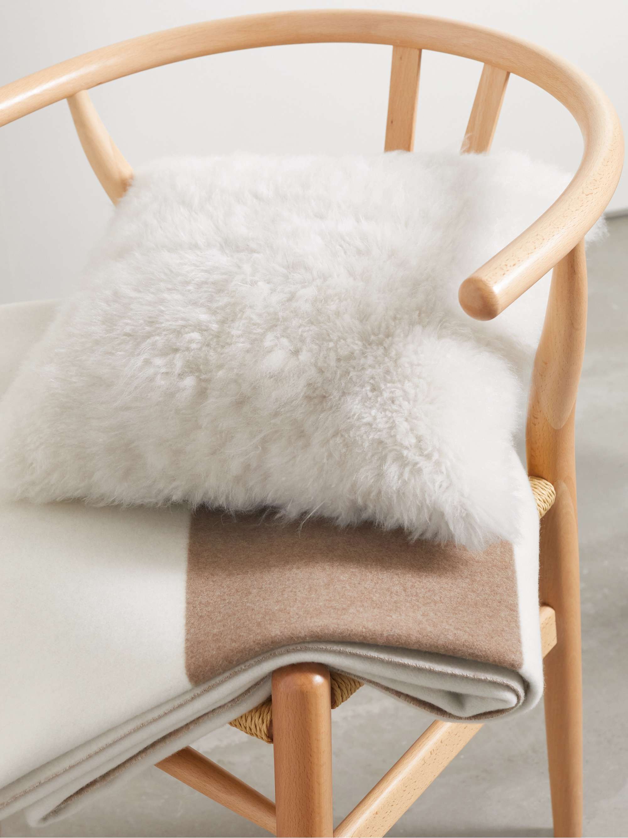 BRUNELLO CUCINELLI Shearling and leather cushion