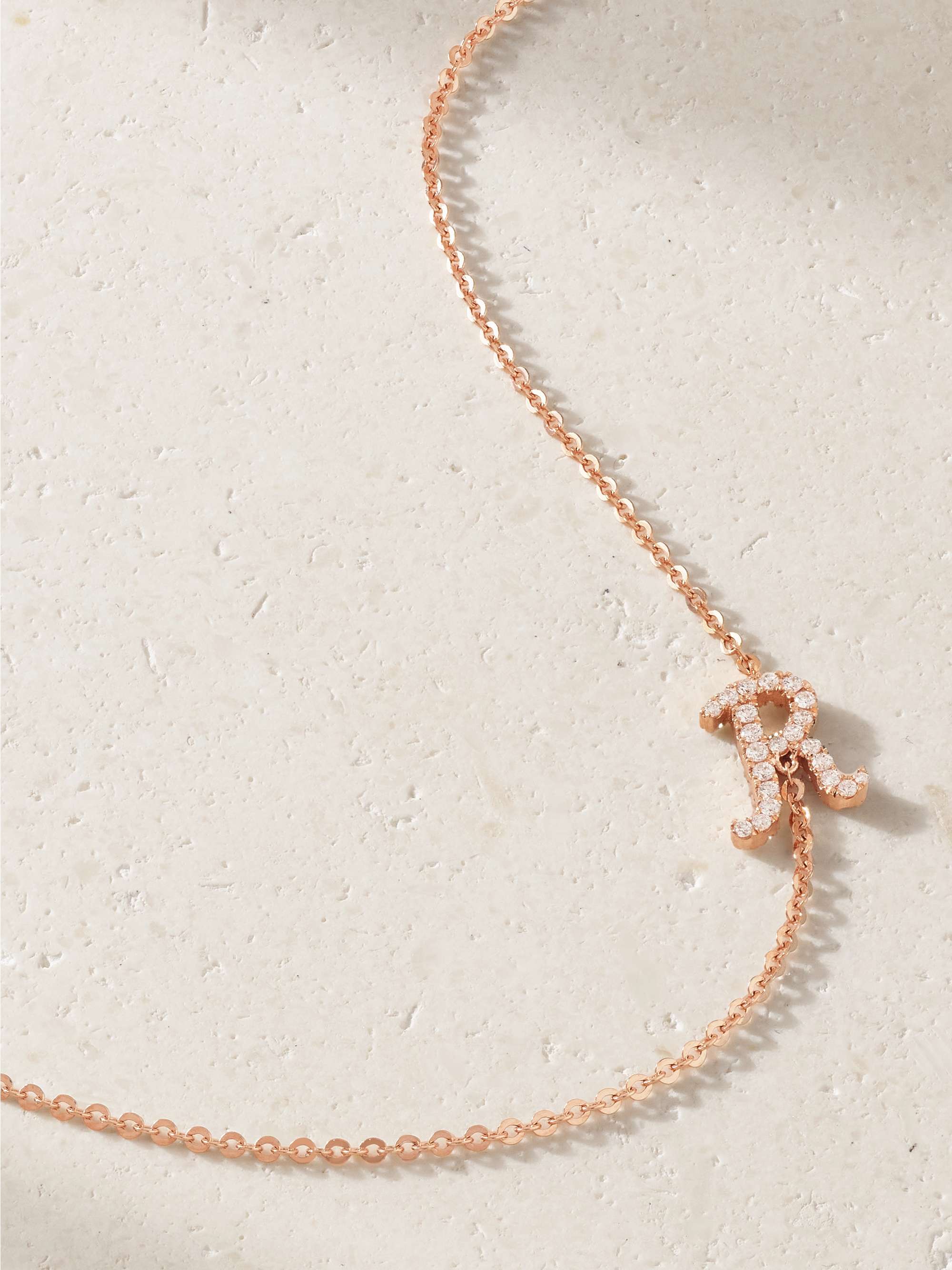 ANITA KO Initial 18-karat rose gold diamond necklace