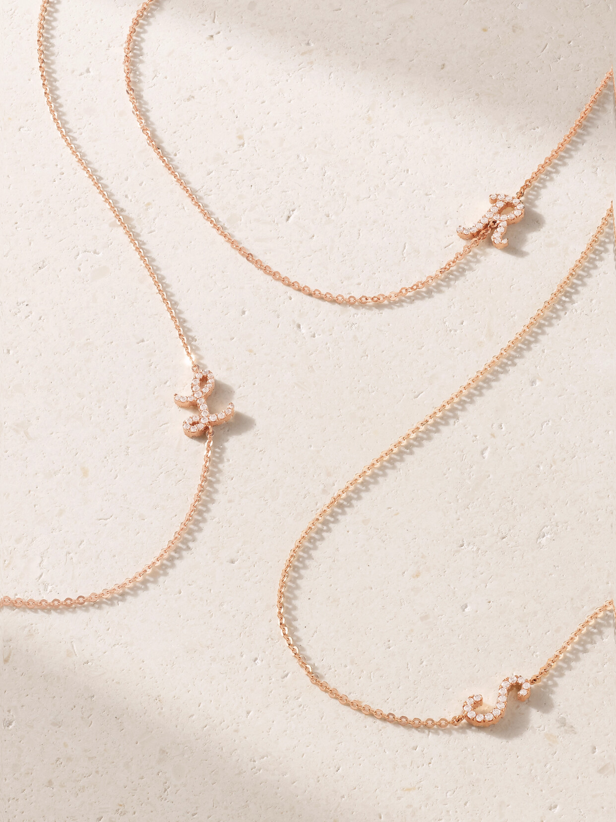 Anita Ko Initial 18-karat Rose Gold Diamond Necklace