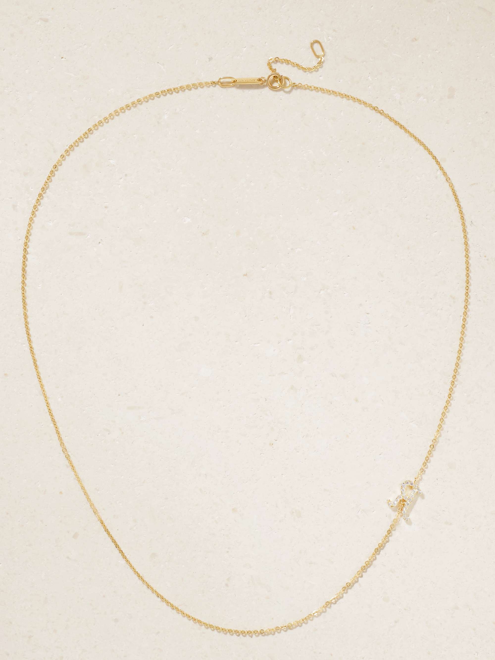 ANITA KO Initial 18-karat gold diamond necklace