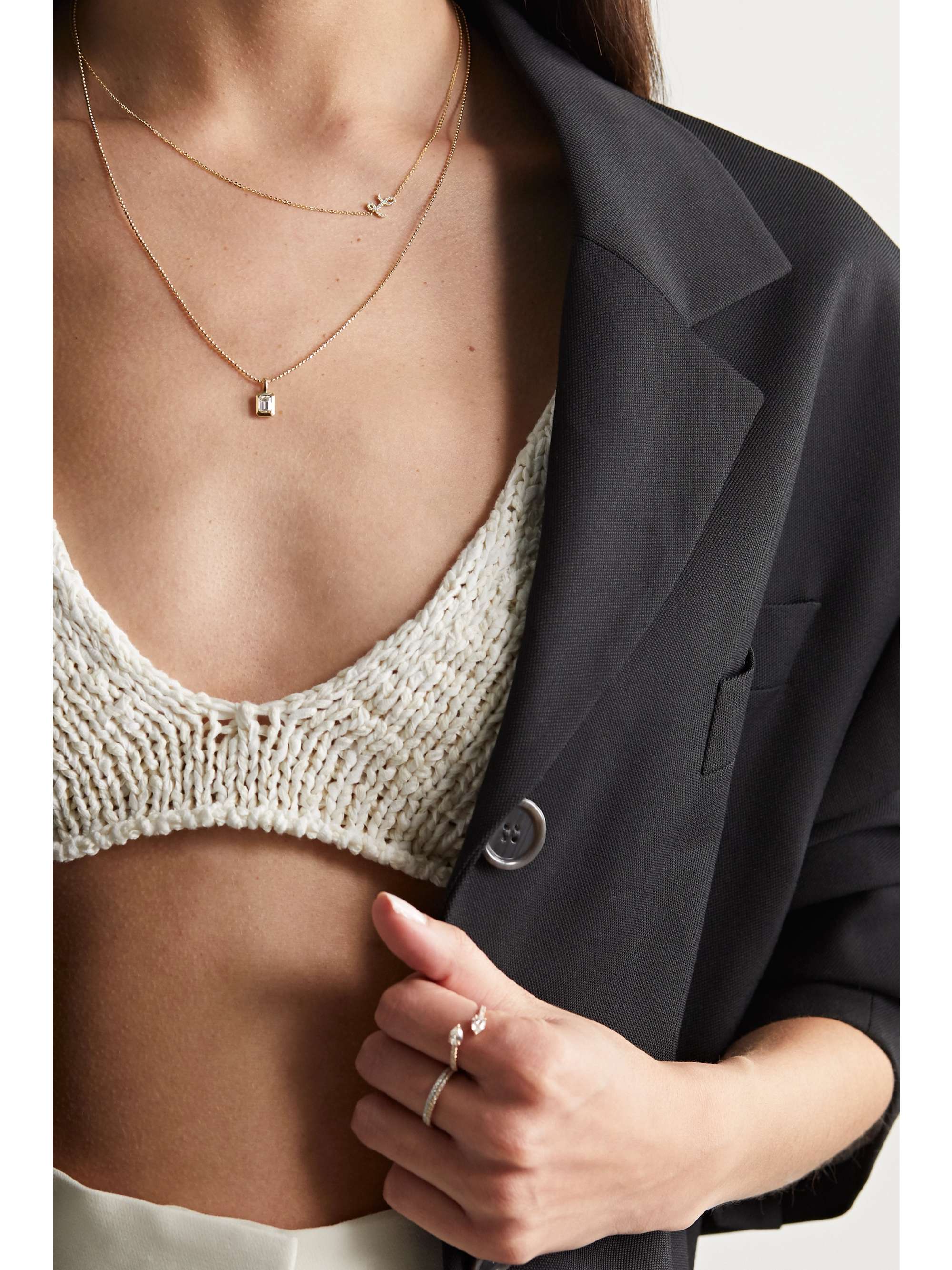 ANITA KO Initial 18-karat gold diamond necklace | NET-A-PORTER ANITA KO Initial 18-karat gold diamond necklace | NET-A-PORTER