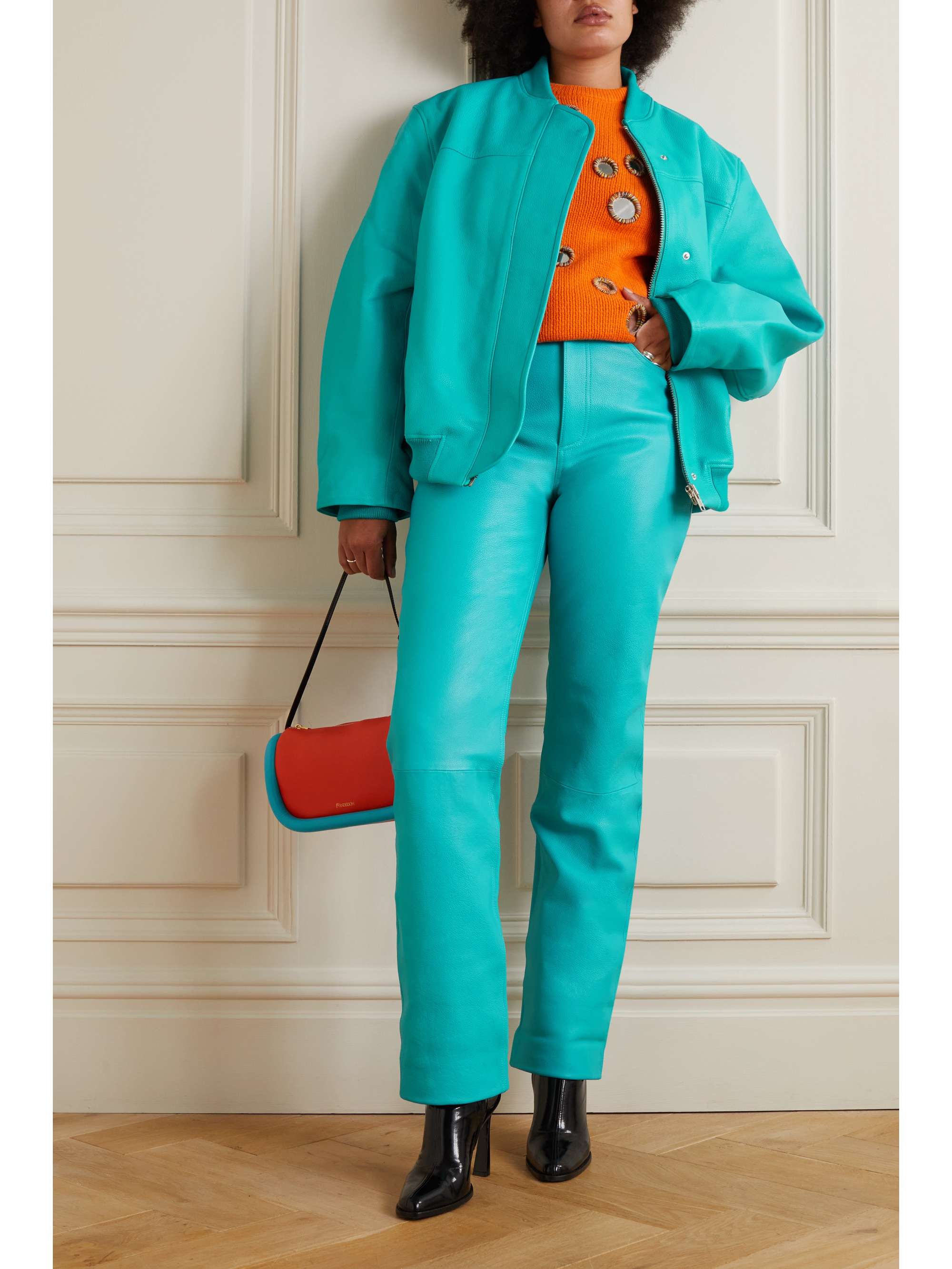 REMAIN BIRGER CHRISTENSEN Leather straight-leg pants
