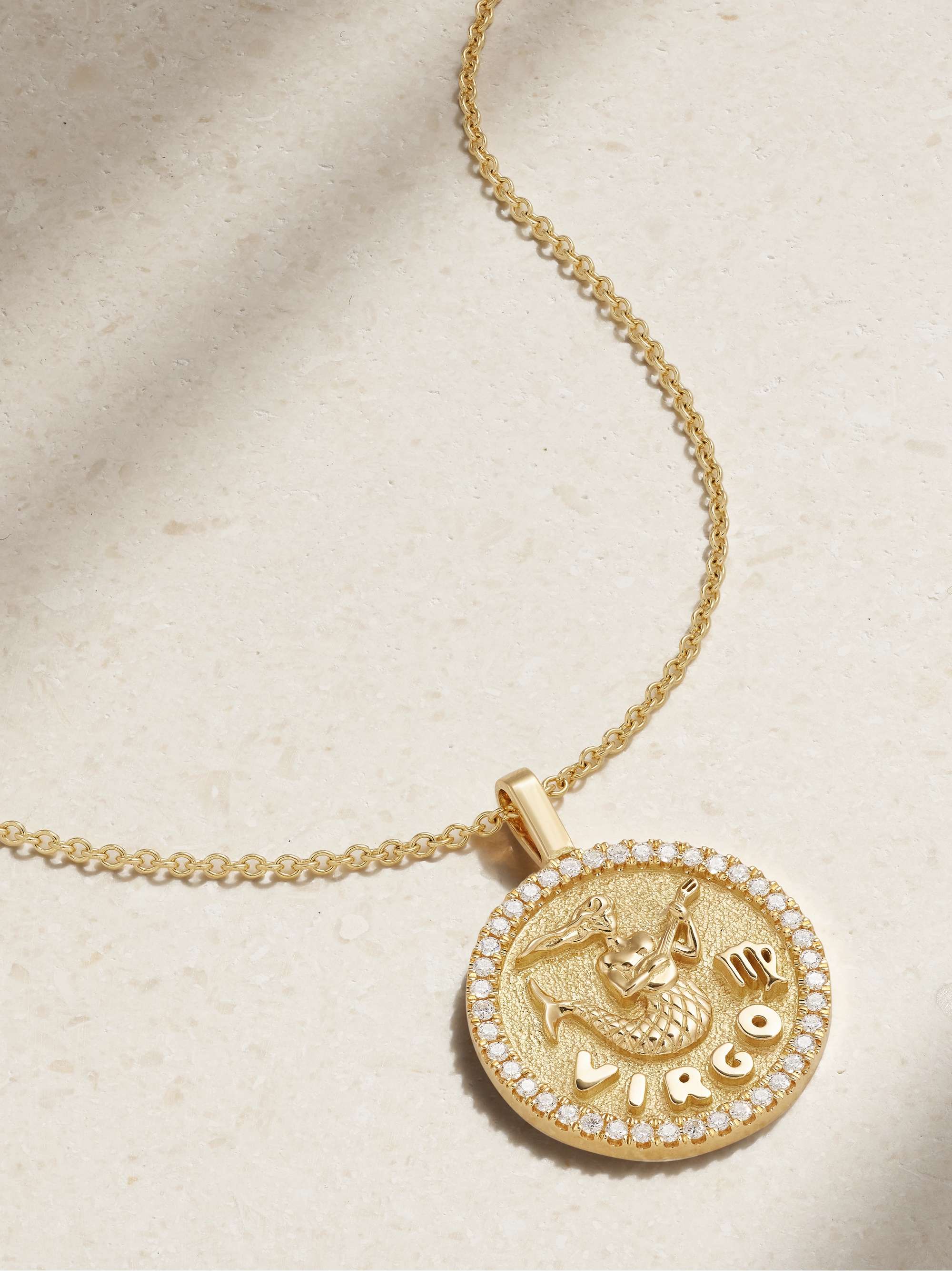 ANITA KO Zodiac large 18-karat gold diamond necklace