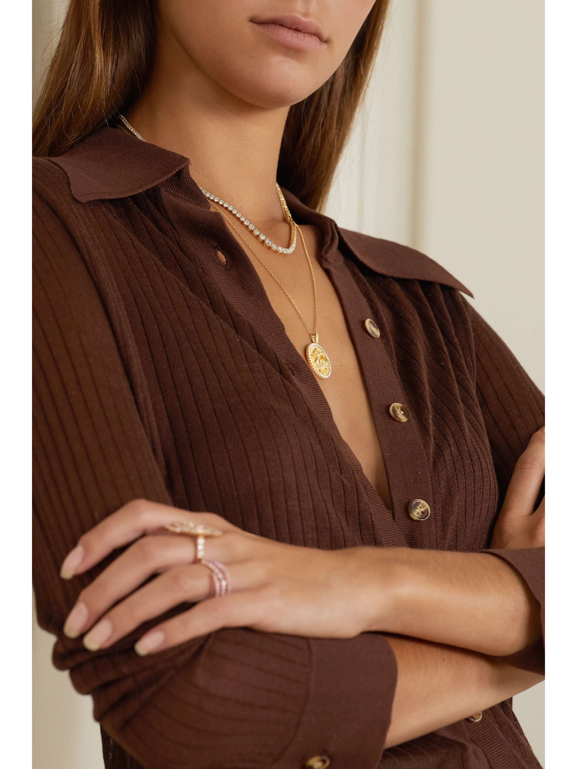 ANITA KO Zodiac large 18-karat gold diamond necklace