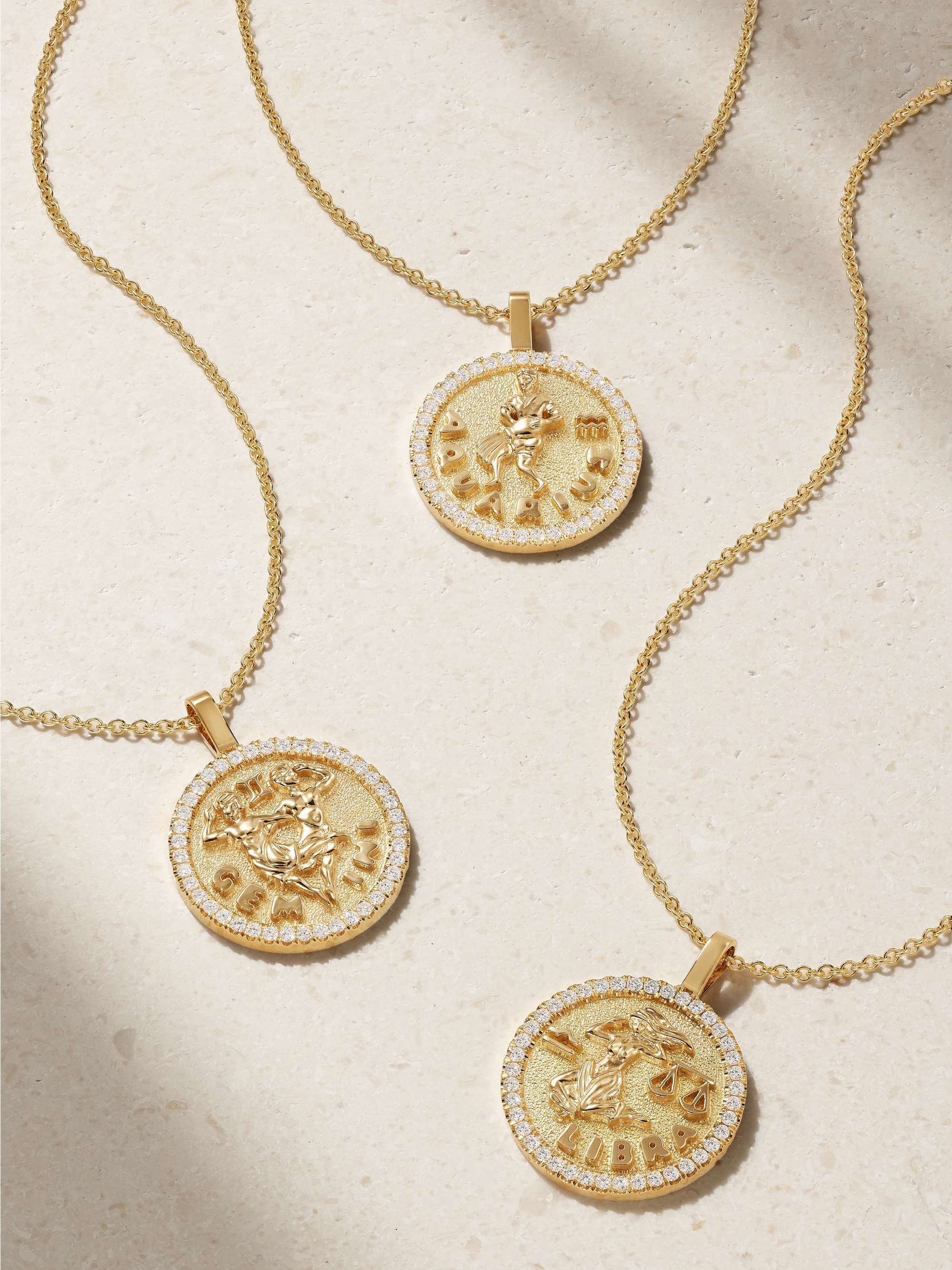 ANITA KO Zodiac large 18-karat gold diamond necklace