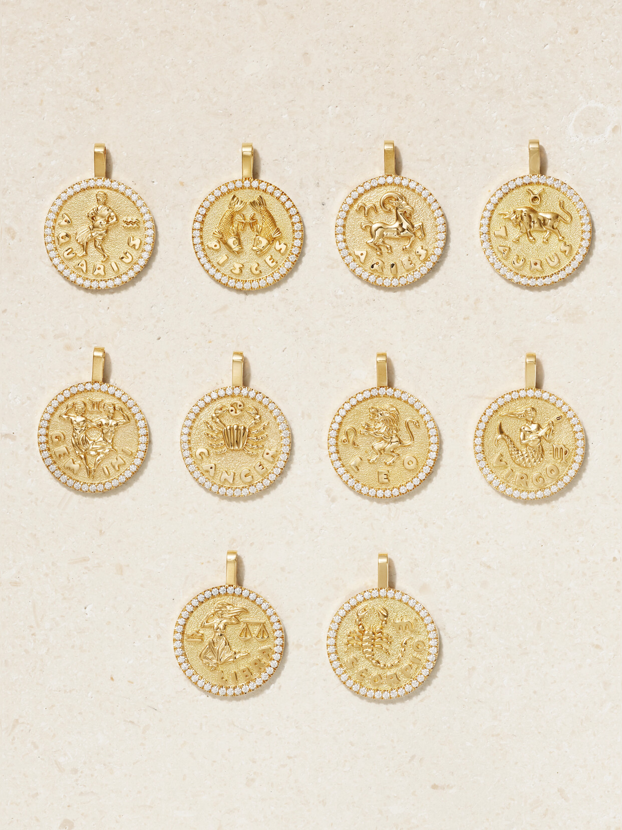 Anita Ko Zodiac Large 18-karat Gold Diamond Necklace - Libra