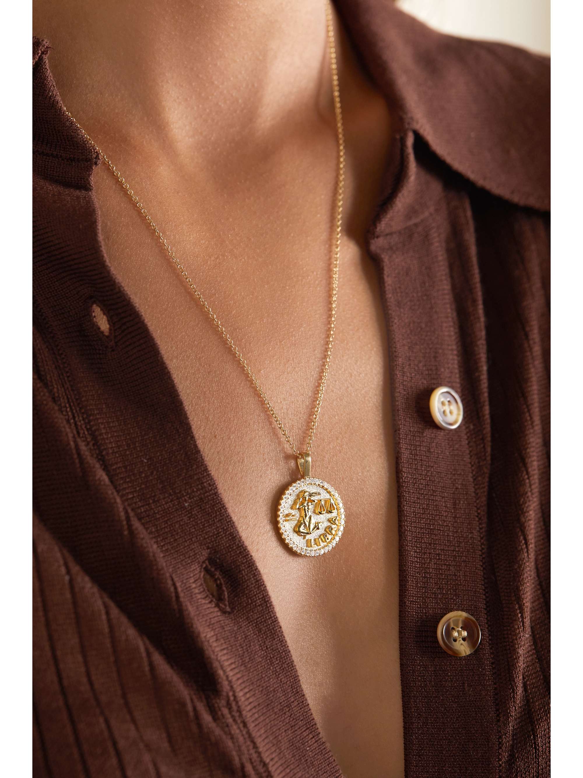 ANITA KO Zodiac large 18-karat gold diamond necklace