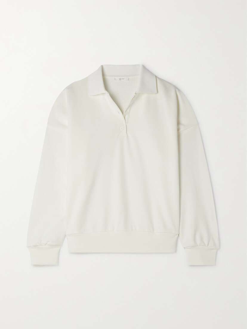 The Row Essentials Corzas Cotton-terry Polo Top