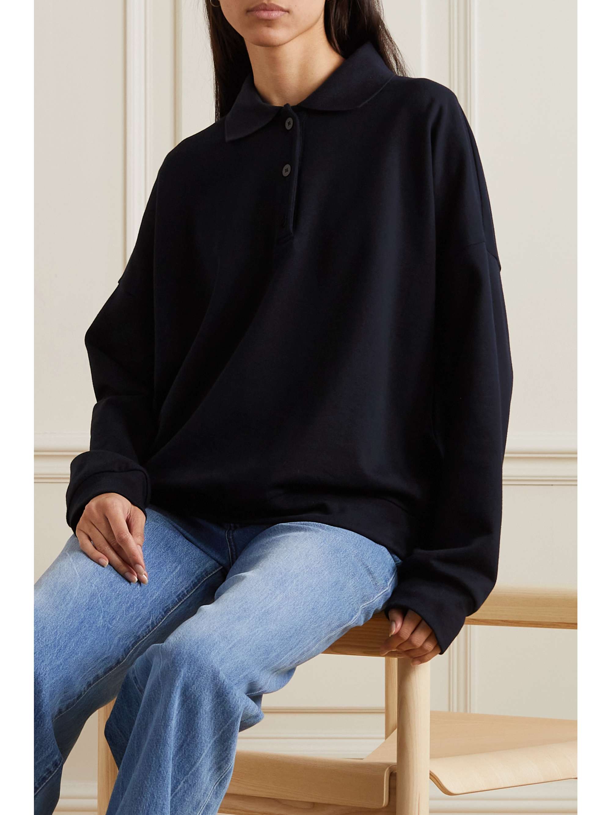 THE ROW Corzas cotton-terry polo top