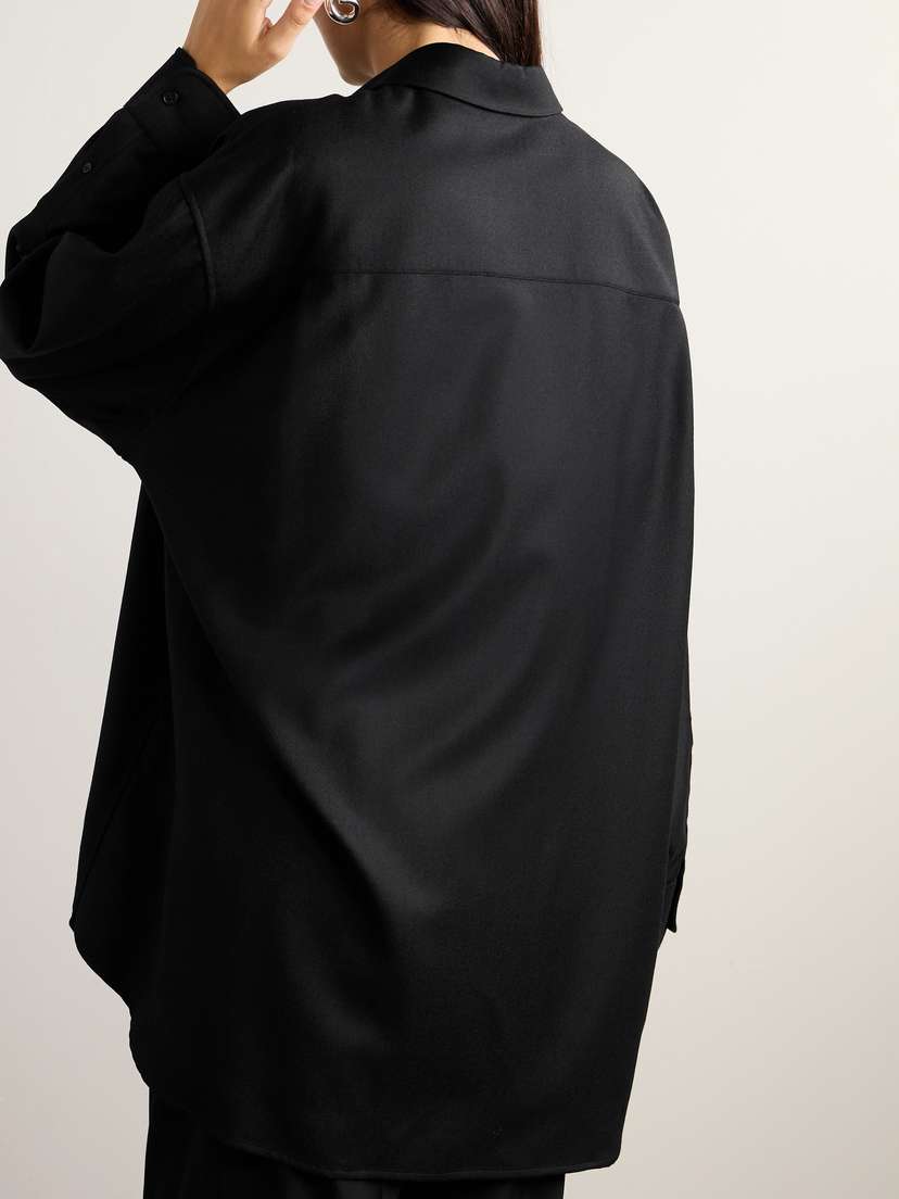 The Row | Black | Essentials Caroline Oversized Wool Shirt _ | $1