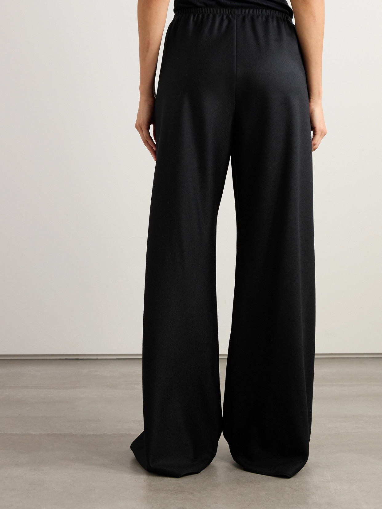 The Row Gala Wool And Mohair-blend Wide-leg Pants In Black